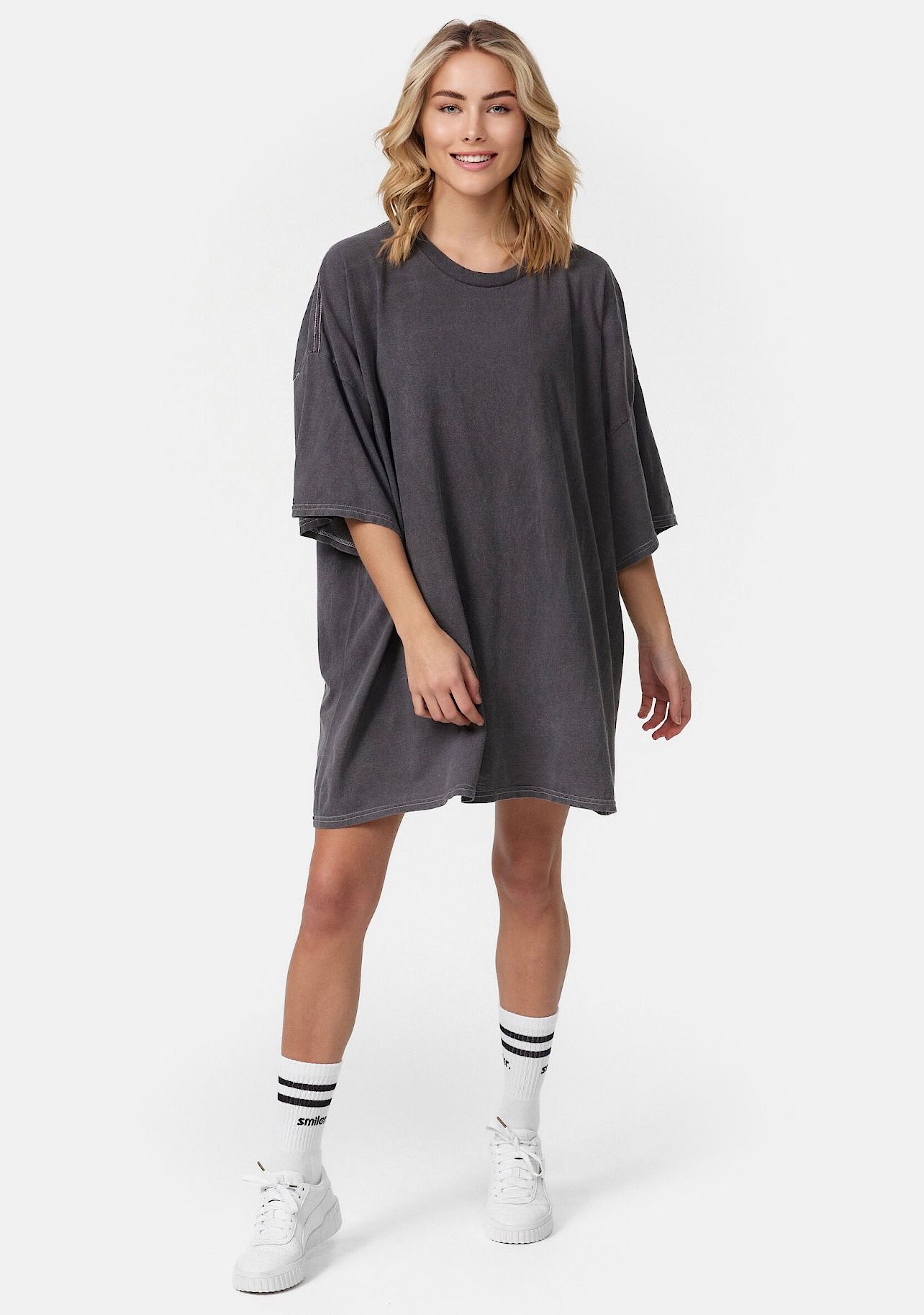 lang Sommer Lounge Oversized Grau T-Shirt Worldclassca Tee UNI Worldclassca Oberteil T-Shirt