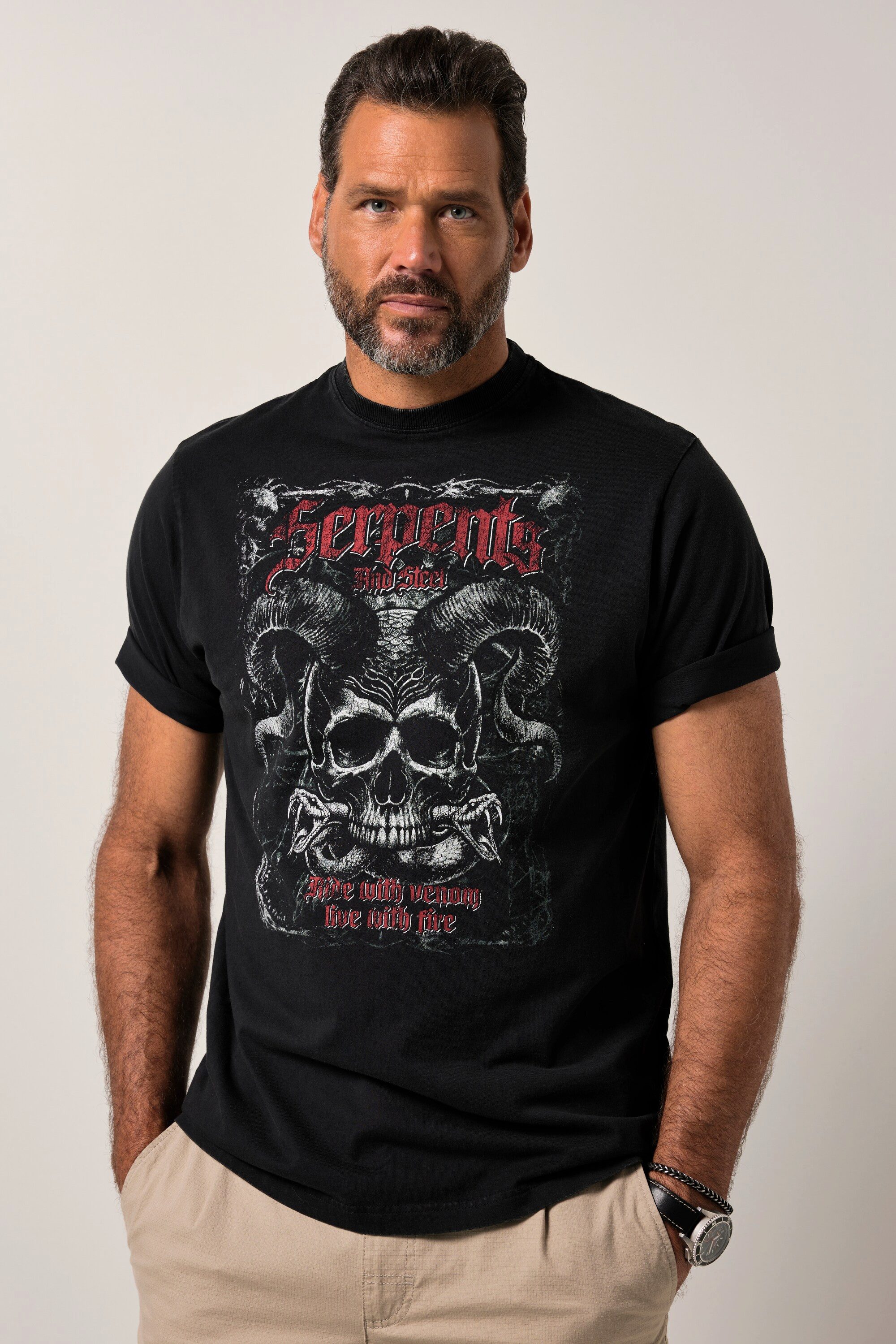 T-Shirt T-Shirt Halbarm Vintage Look Brustprint