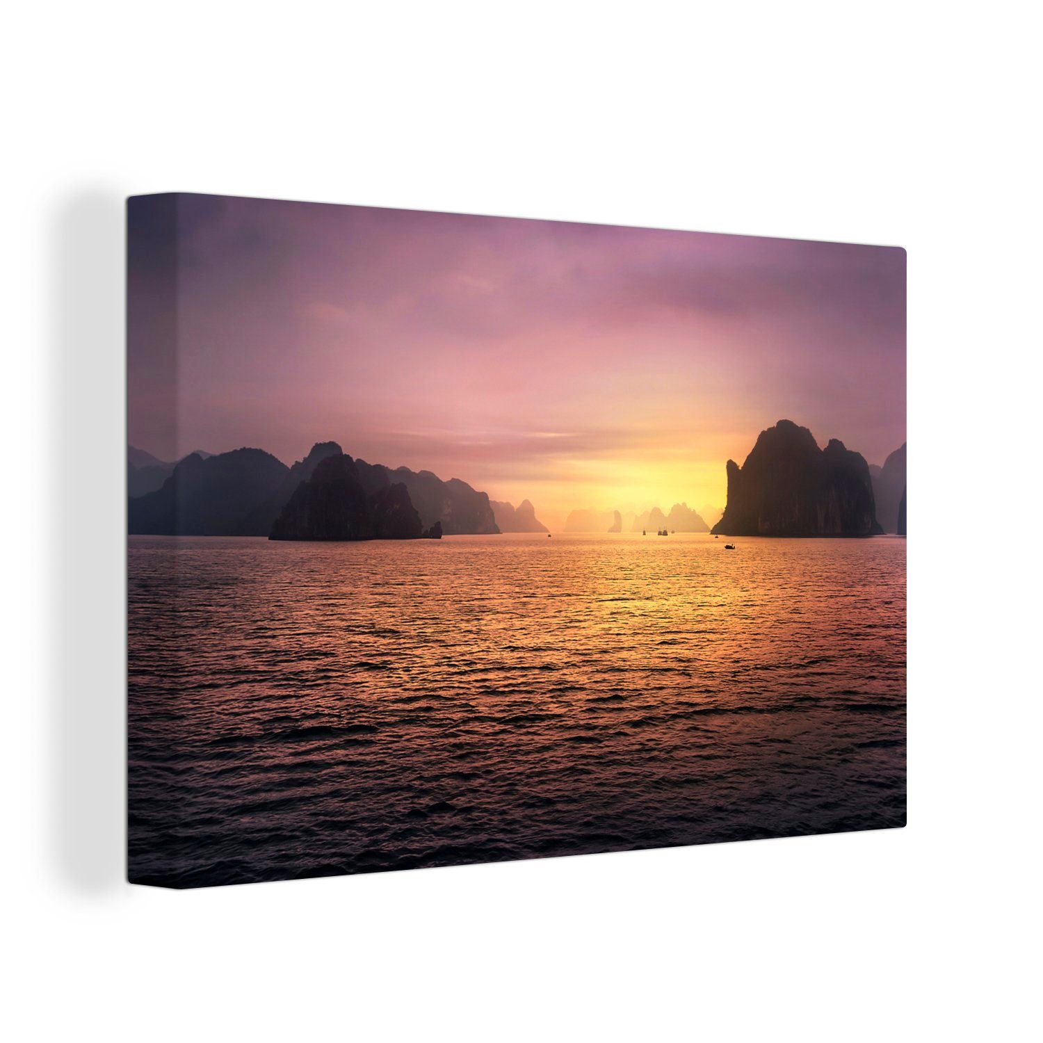 OneMillionCanvasses® Einzigartiger Leinwandbild Wandbild Bay, in (1 lila Leinwandbilder, St), der Aufhängefertig, Himmel cm Ha Wanddeko, 30x20 Long