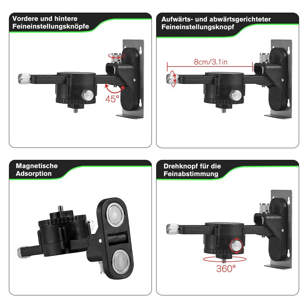 ONEVAN Laserwasserwaage 4x360° Linienlaser Selbstnivellierend 4D günstig online kaufen