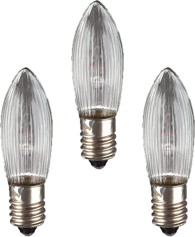 Hellum LED-Leuchtmittel Hellum 3 x LED-Riffelkerze E10 klar 8-34V 0,1-0,3W