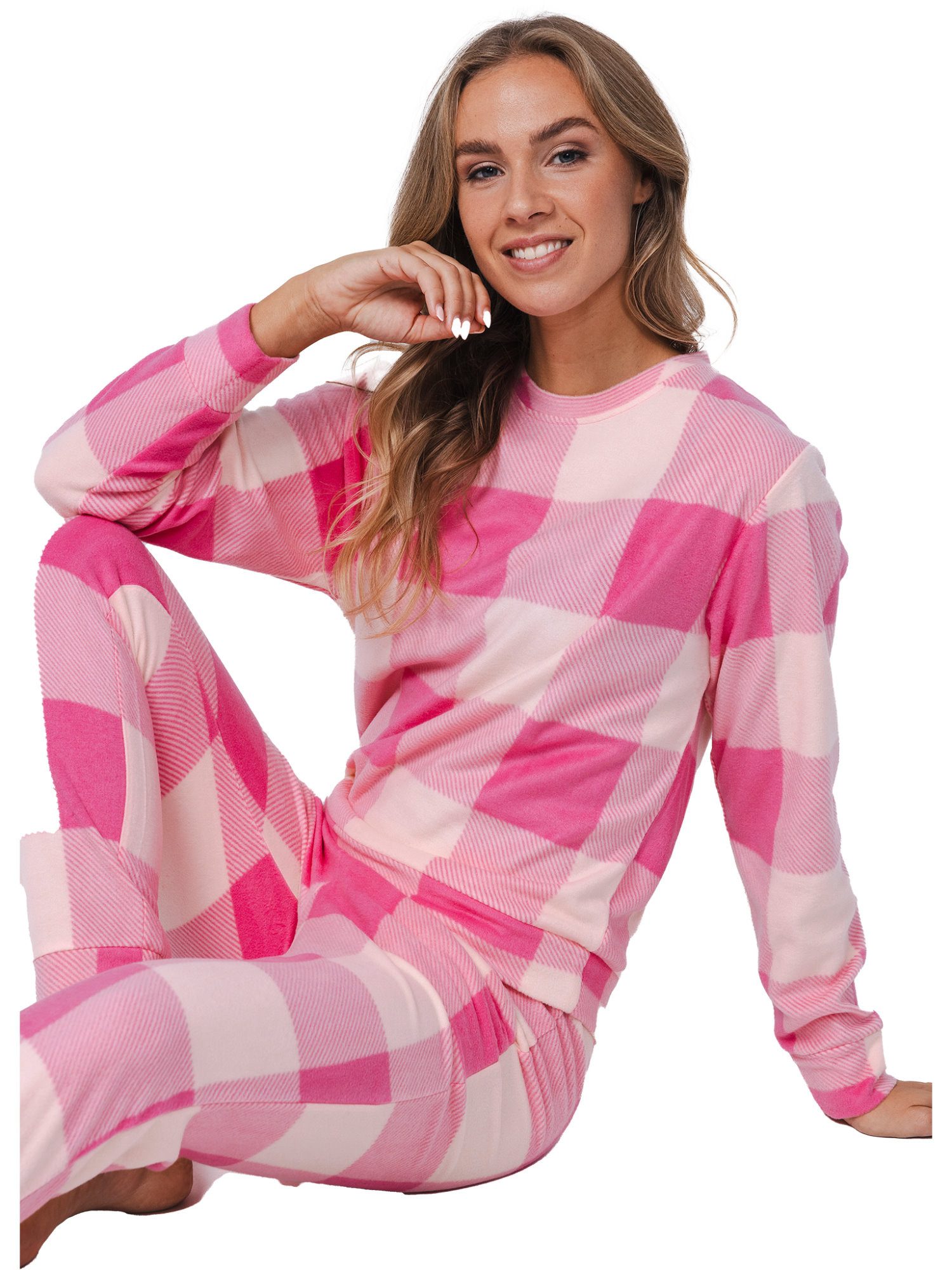 Rebelle Schlafanzug Damen Fleece Microfaser Pyjama (2 tlg) Modisches Design