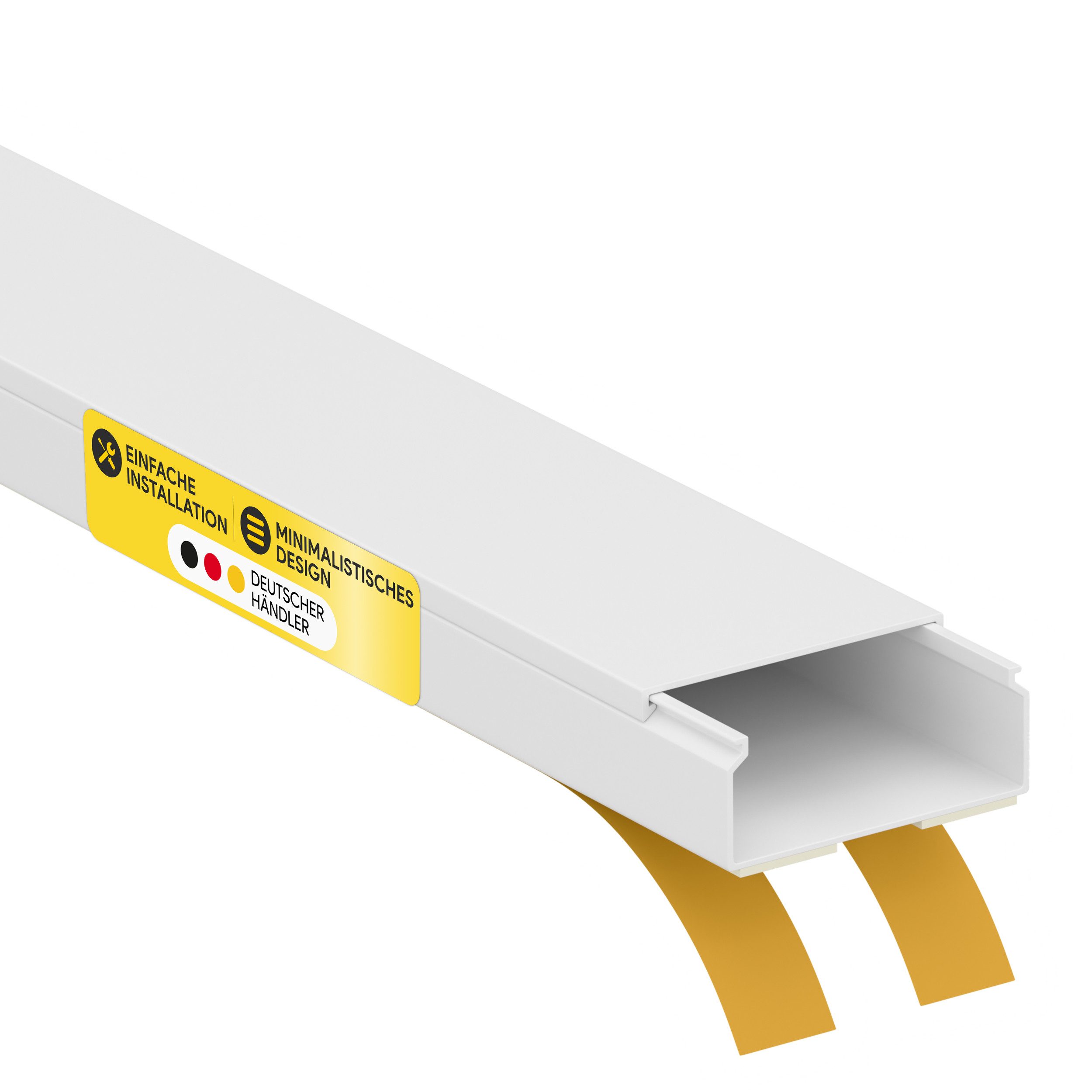 tktrading24 Kabelkanal Kabelleiste aus robustem PVC weiß Selbstklebend 2m - diversen Größen
