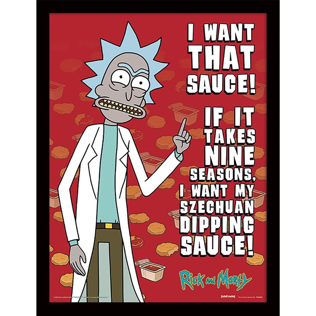 Rick and Morty Bild mit Rahmen Szechuan Sauce, Gerahmtes Bild Kunstdruck