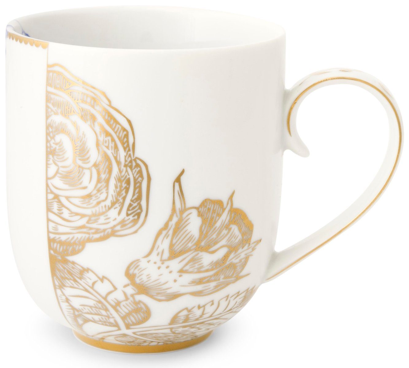 PiP Studio Becher Royal White Becher mit Henkel gross 0,325 l, Porzellan, Mug Large Royal White 325ml