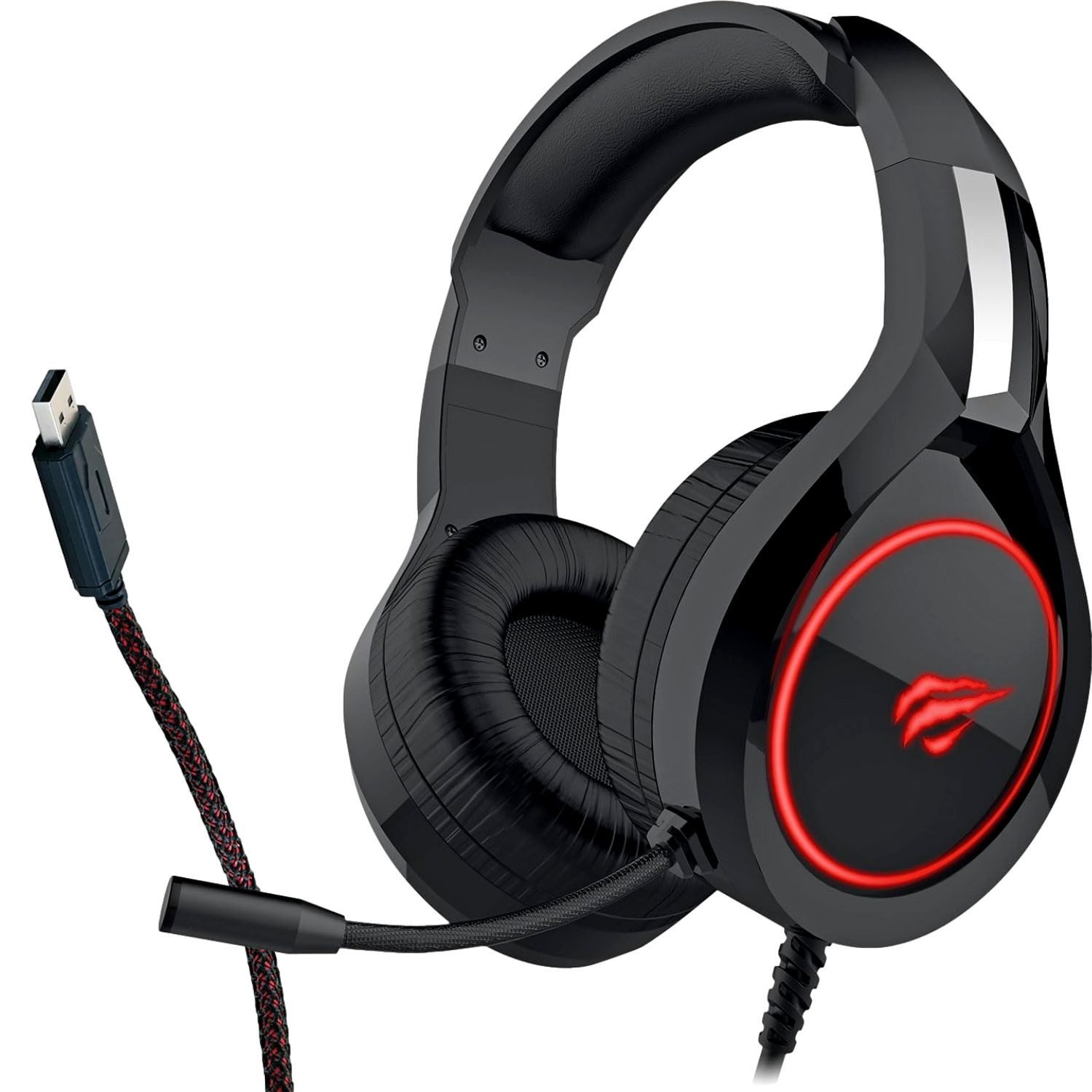 Schwaiger Gaming USB Over-Ear Headset GH50 Stereo Schwarz Gaming-Headset (Mikrofon, PC Gamer Kophörer LED Licht Stereo Mikrofon Mikro Kopfbügel 2,2m Kabel)