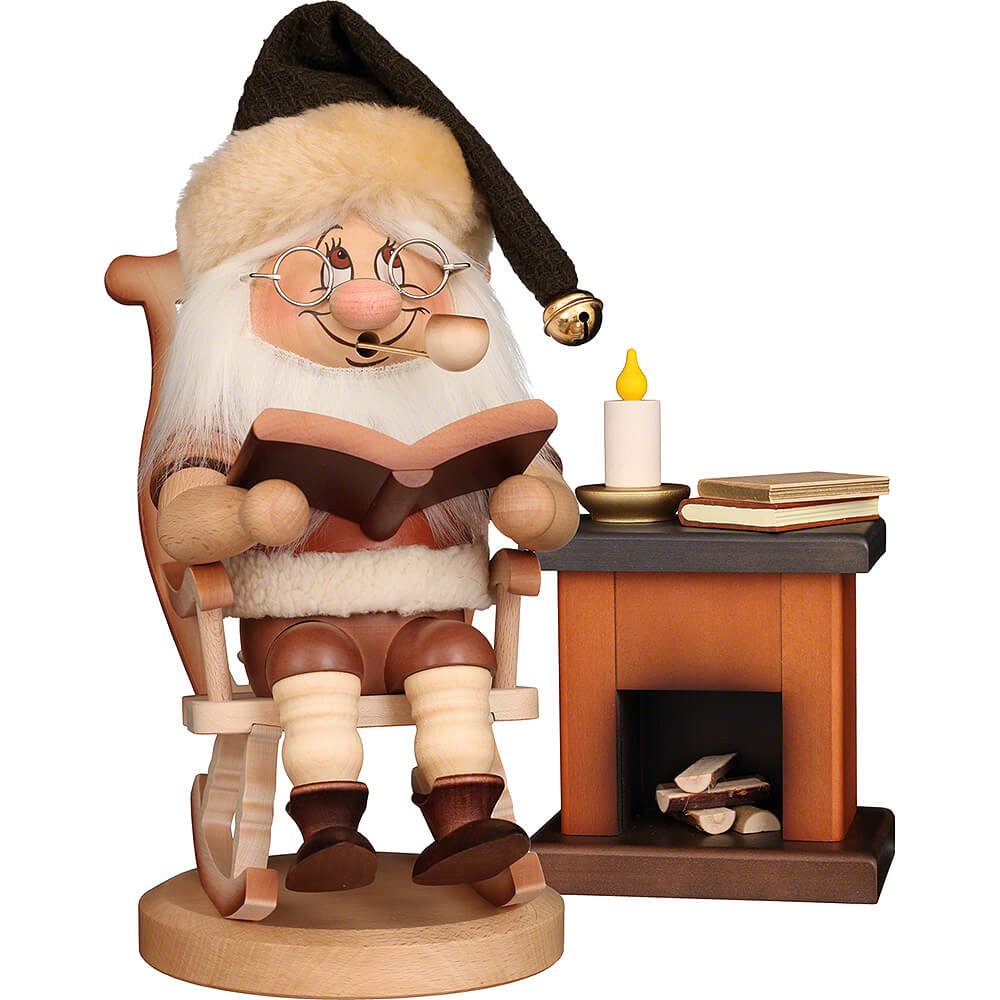 Christian Ulbricht Räuchermännchen Set Wichtel im Schaukelstuhl mit Kamin (31,5cm) Räuchermann von Chris