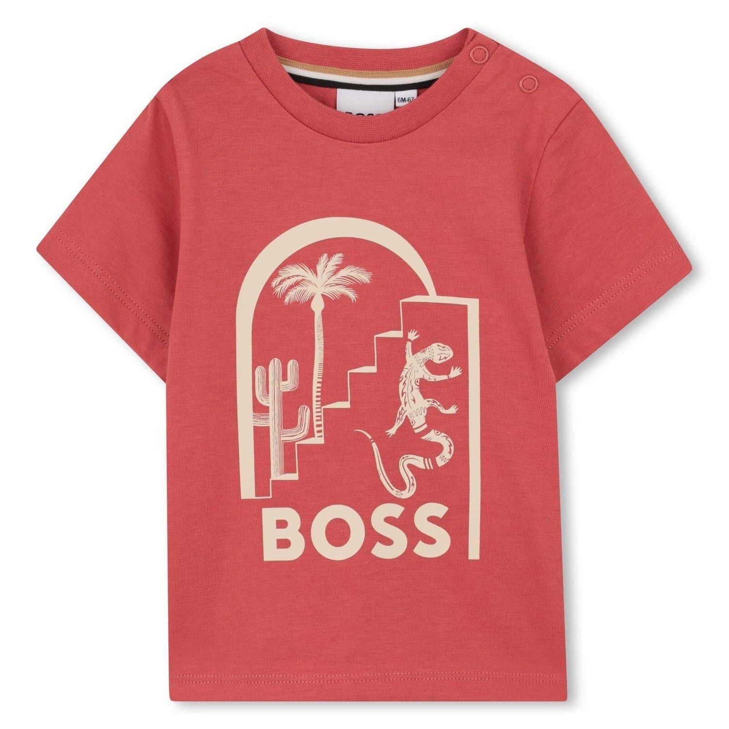 Boss Kidswear T-Shirt BOSS Kids Kurzarm T-Shirt himbeerfarben mit Wüsten-Print