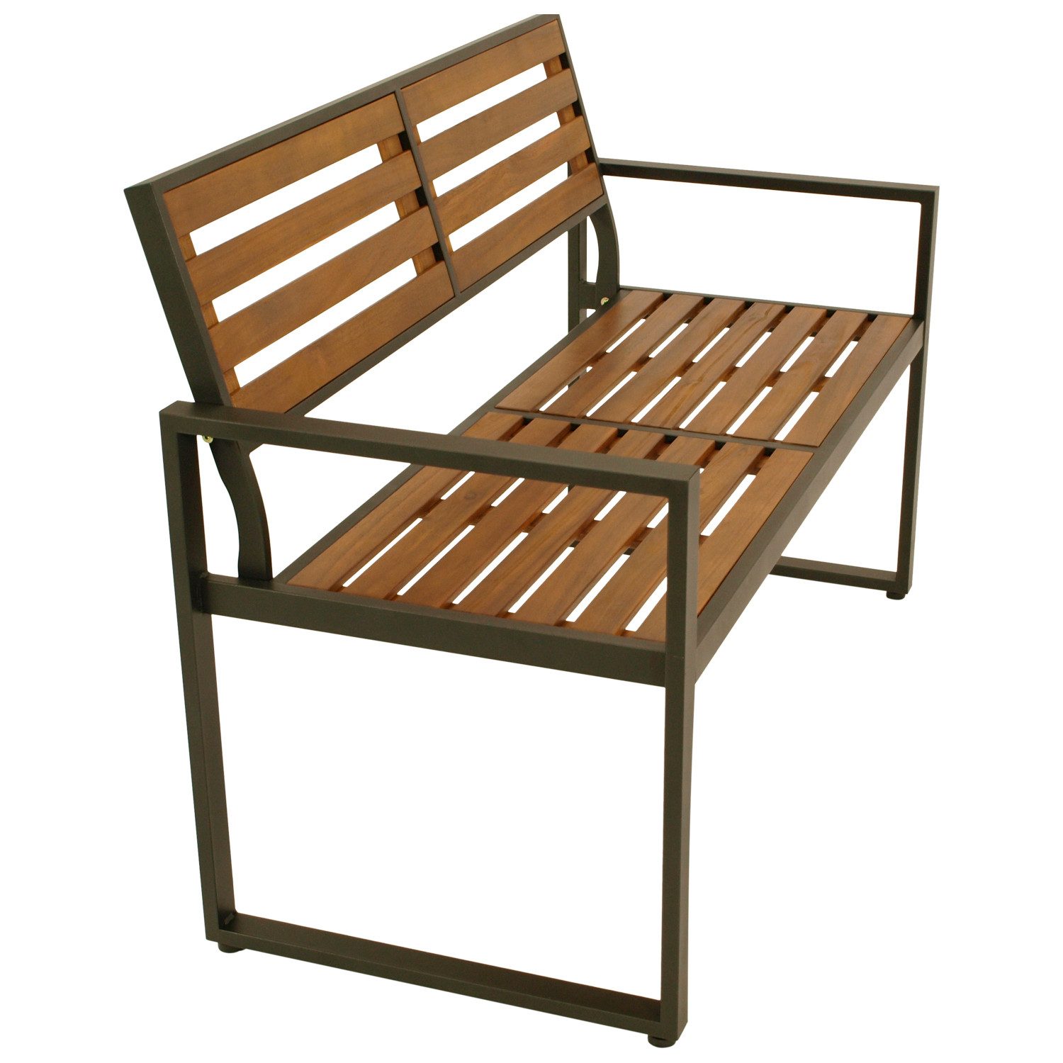 TPFGarden Gartenbank PRESTON (Holzbank - Outdoor Bank 2-Sitzer Gestell Stahl anthrazit, Sitzfläche und Rückenlehne Akazie), Hochwertige Bank mit den Maßen (BxHxT): 124 x 87.5 x 61.5 cm