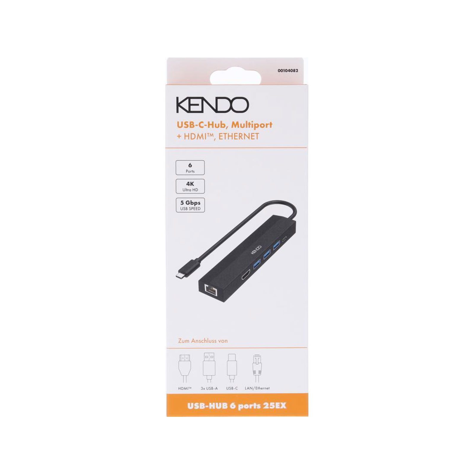 Kendo Laptop-Dockingstation KENDO USB-C-HUB 6 Ports, 6-fach USB-C Multiport-Adapter mit HDMI und Ethernet