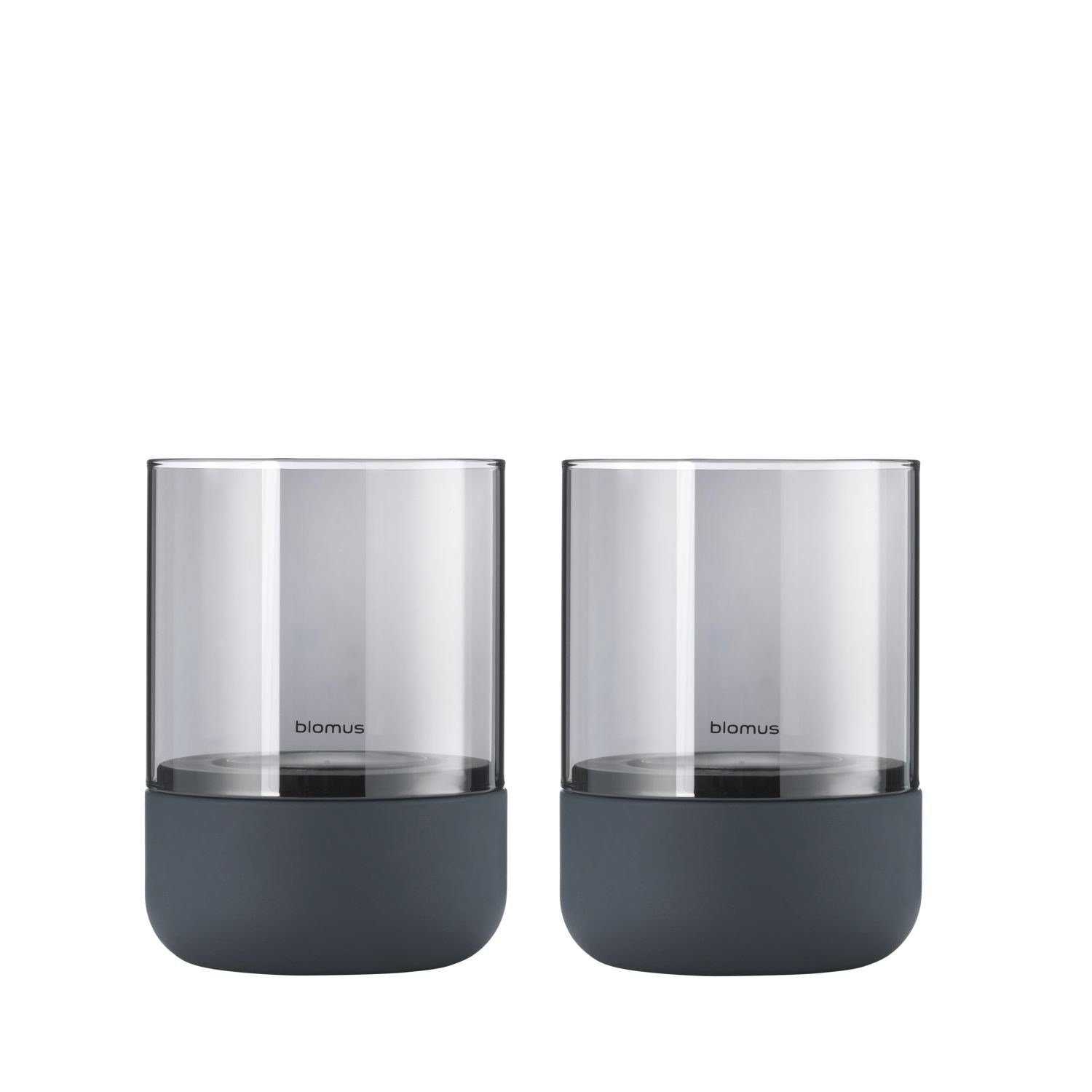 XS auch erhältlich transparentem in aus Calma mit Teelichthalter Variante Steel Smoke, Glas blomus einer Gray