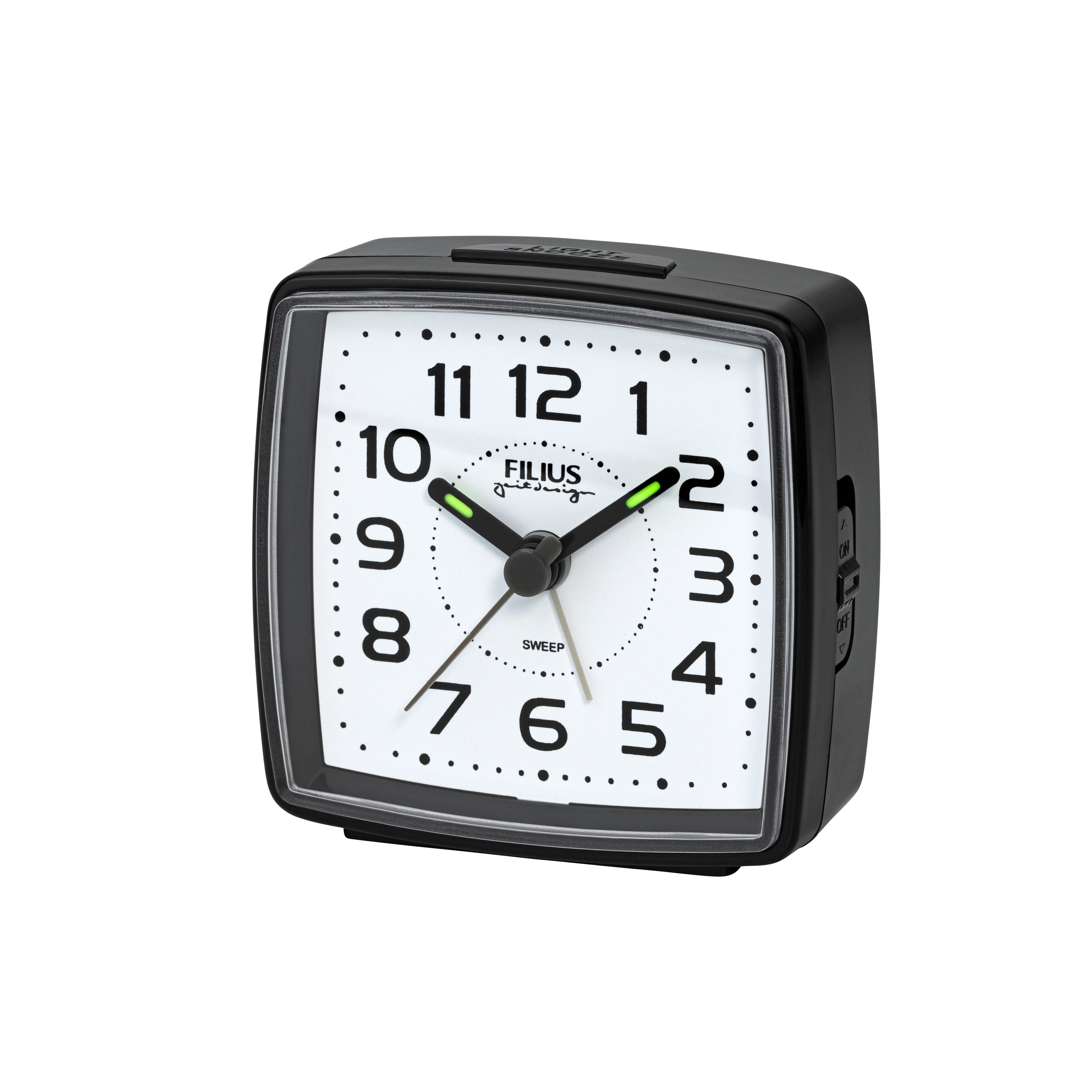 FILIUS zeitdesign Quarzwecker Reisewecker, Schlafzimmer, Beleuchtung, schleichende Sekunde, Snooze