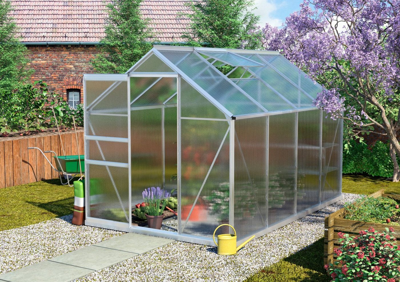 Vitavia Gewächshaus Calypso 5800, BxTxH: 192 x 302 x 197 cm, 4 mm Wandstärke silberfarben Vitavia Gewächshaus Calypso 5800, BxTxH: 192 x 302 x 197 cm, 4 mm Wandstärke silberfarben