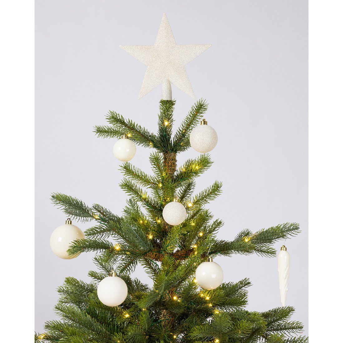 Set Christbaumstern Decoris mit wollweiß 33er Kunststoff Weihnachtsbaumkugel, Weihnachtskugeln decorations season