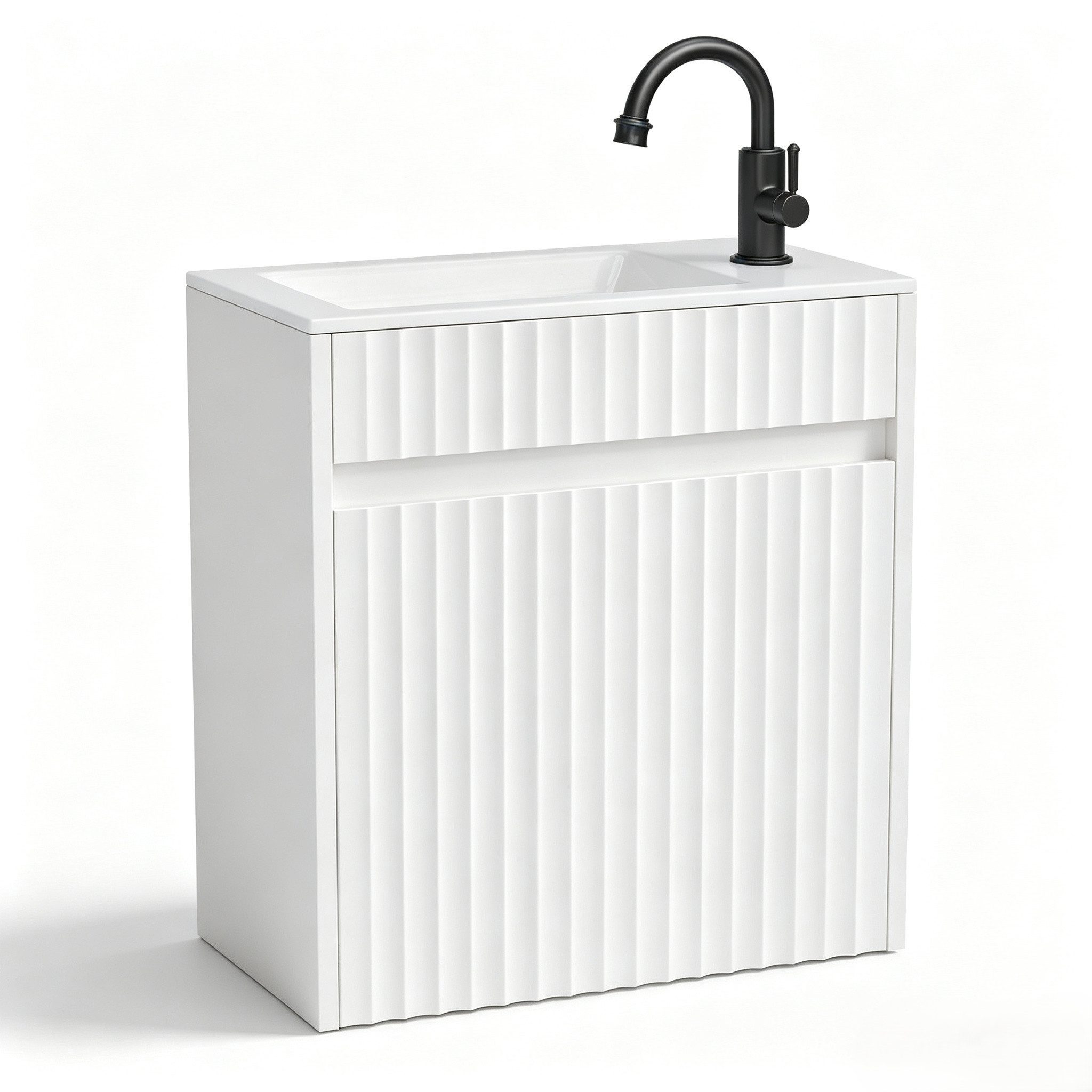 VINGLI Waschtisch mit Waschbecken, Waschbecken mit Unterschrank, Badmöbel Set, Hängend Wasserdicht 46 x 26 x 51cm Nussbaumfarbe