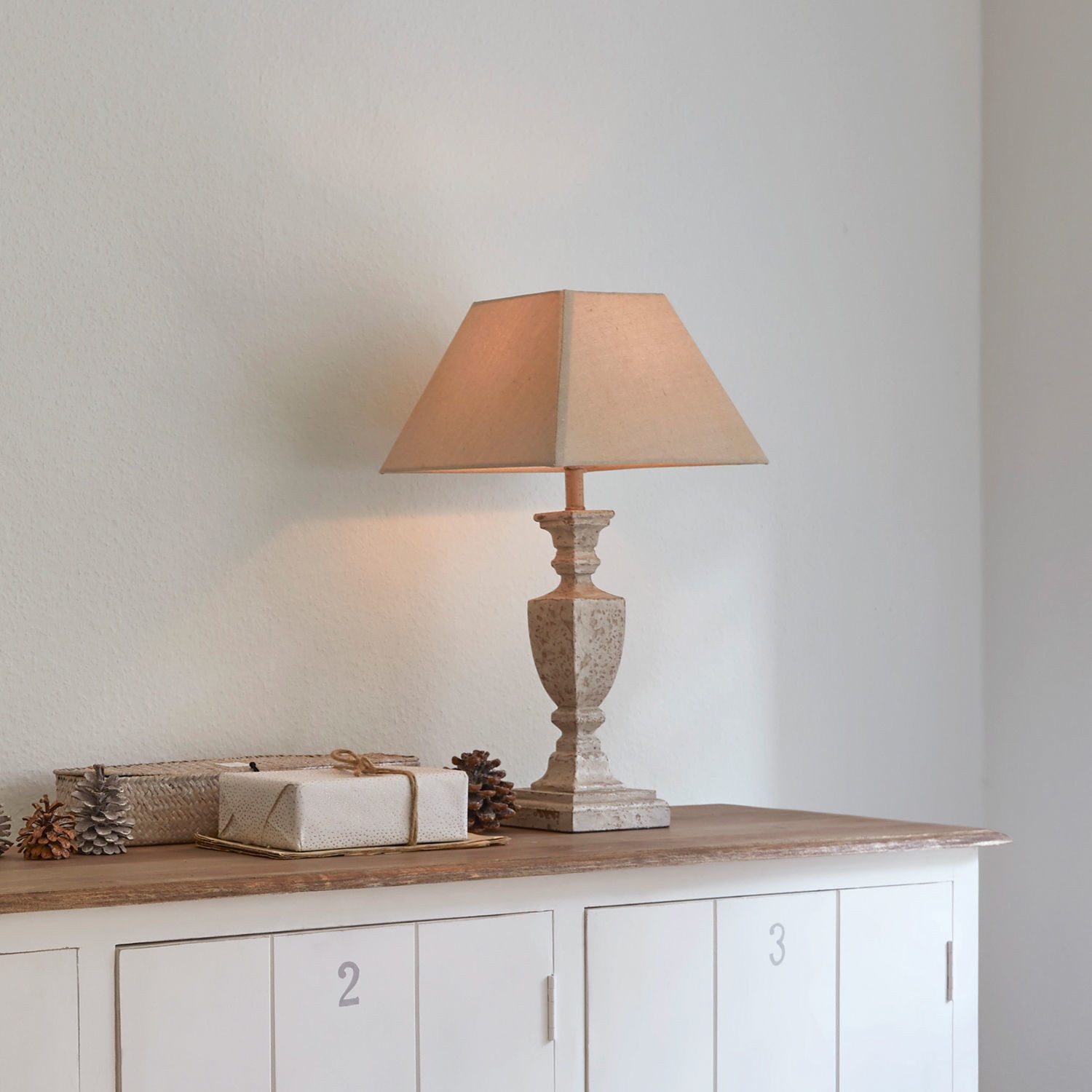 Mirabeau Tischleuchte Tischlampe Gorham weiß/antikgrau