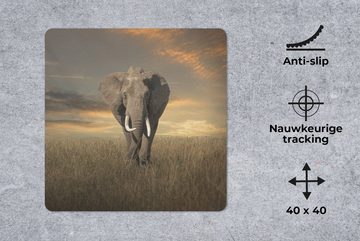 MuchoWow Gaming Mauspad Weidender Elefant (1-St), Mousepad mit Rutschfester Unterseite, Gaming, 40x40 cm, XXL, Großes