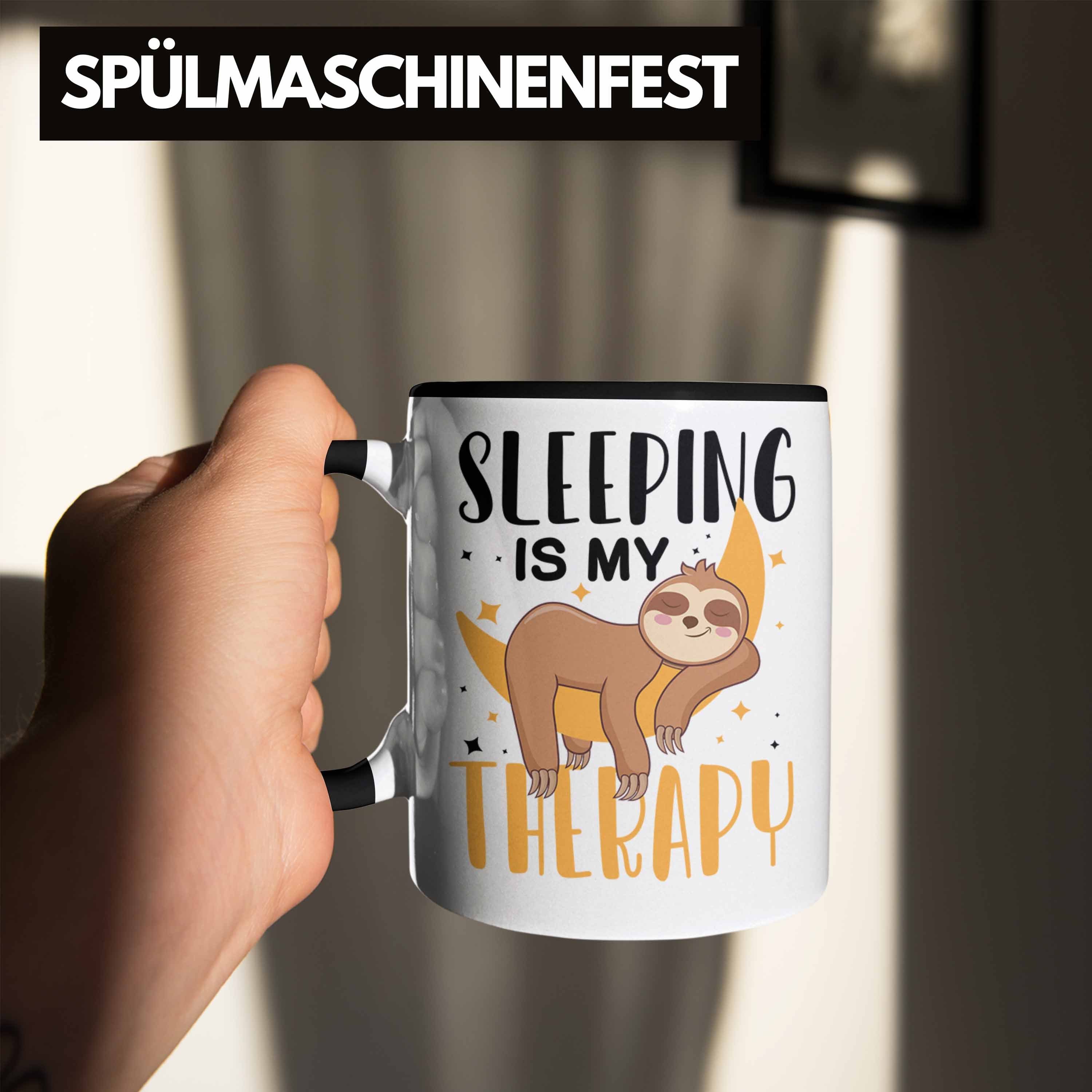 Tasse My Schwarz Is - Geschenk Sleeping Faultier Therapy Trendation Tasse Trendation