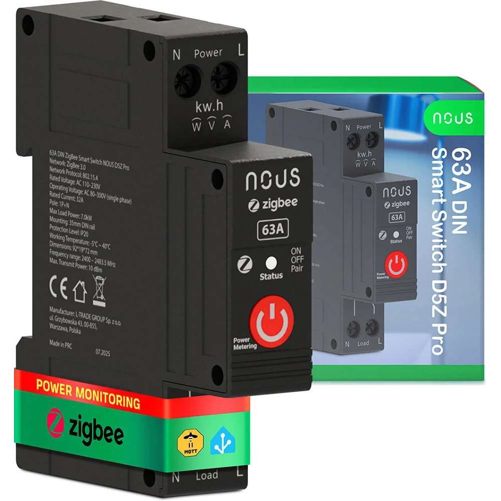 NOUS NOUS D5Z Pro DIN Smart Switch ZigBee Zigbee3.0/32A/Messung Smart-Home-Steuerelement