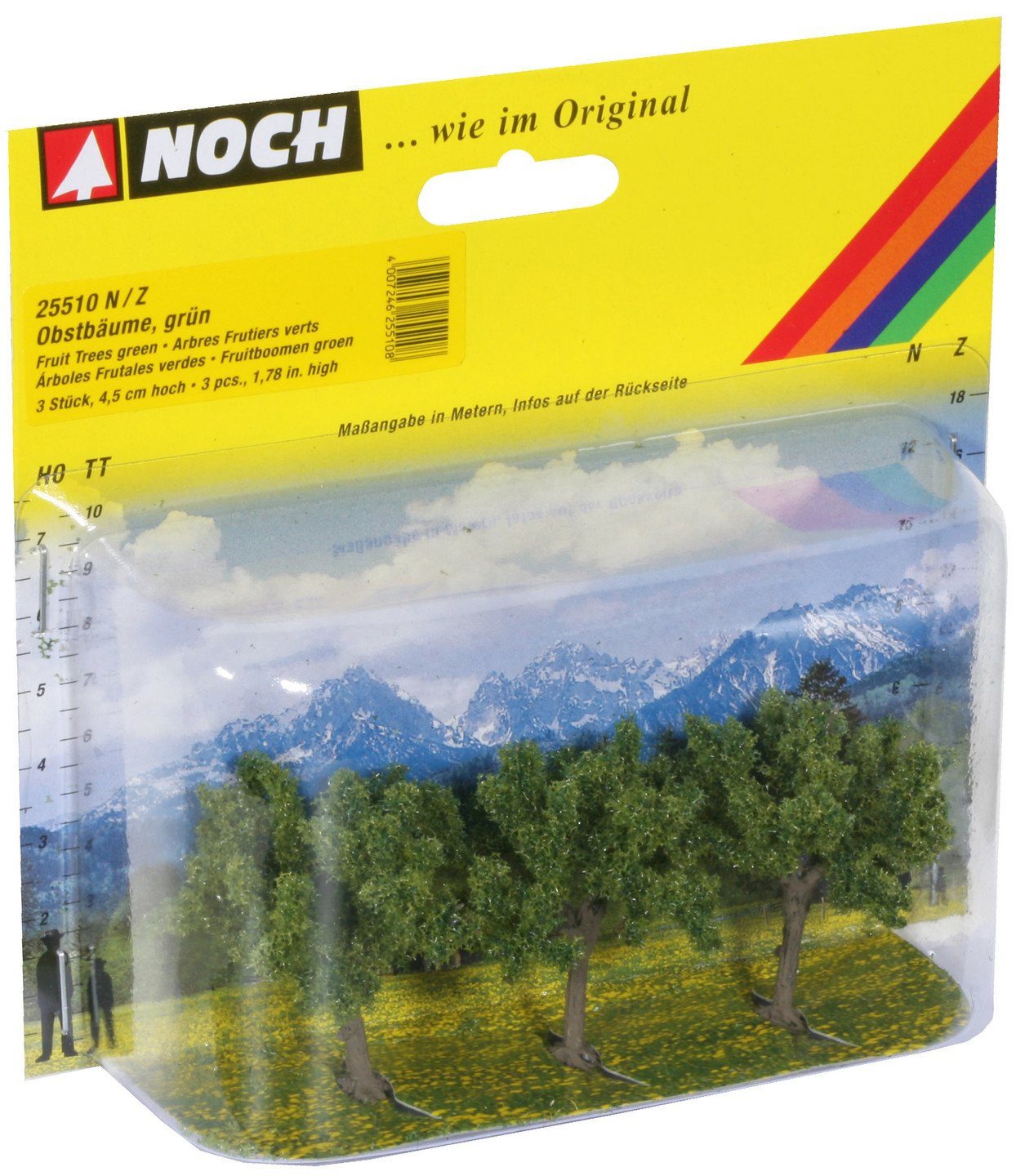 NOCH Dekobaum Obstbäume, grün Miniaturbäume 3 Stück, 4,5 cm hoch