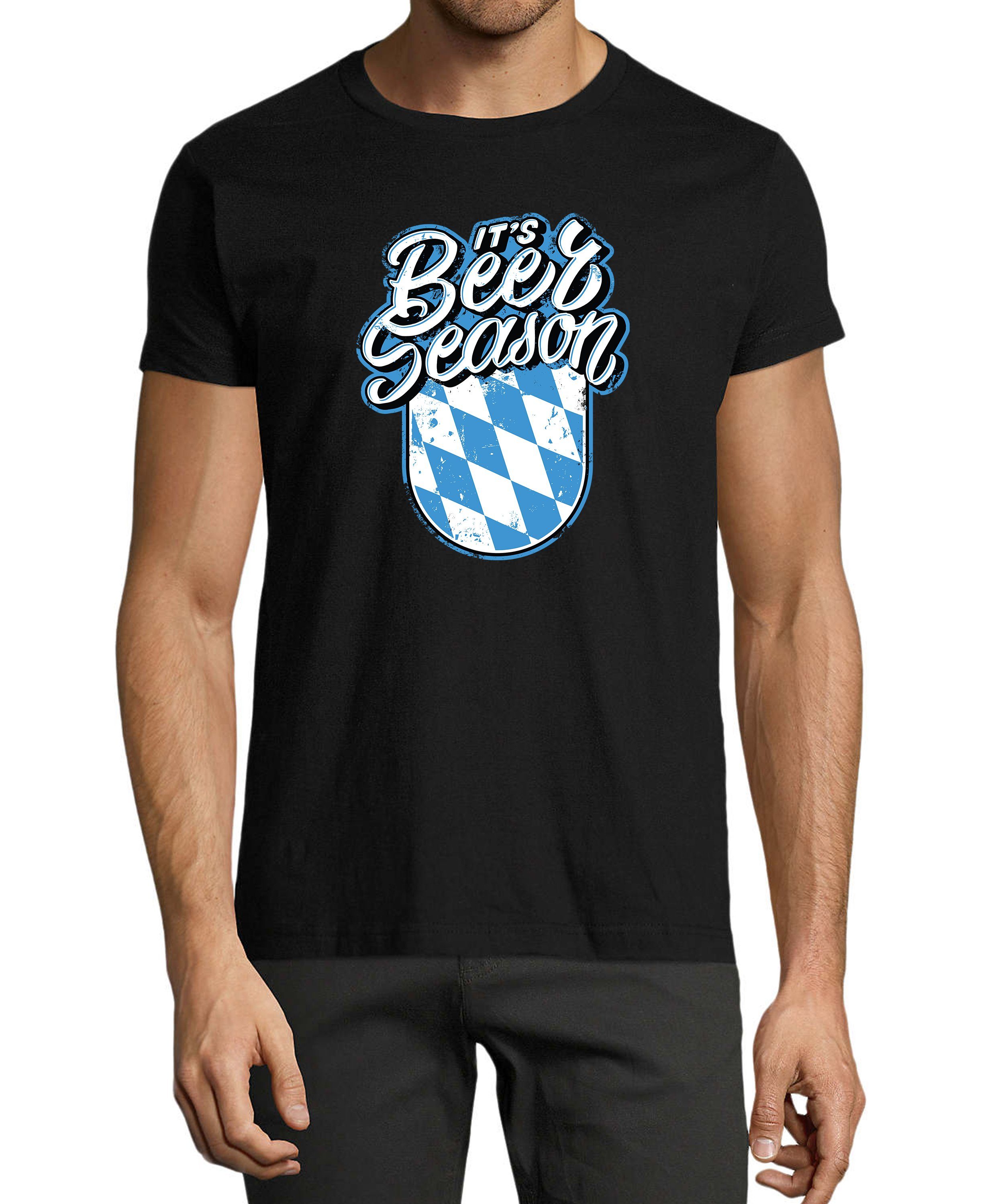 Fun Baumwollshirt Beer Fit, its MyDesign24 schwarz Regular i303 Shirt Aufdruck Oktoberfest - Print Trinkshirt mit T-Shirt Herren Season