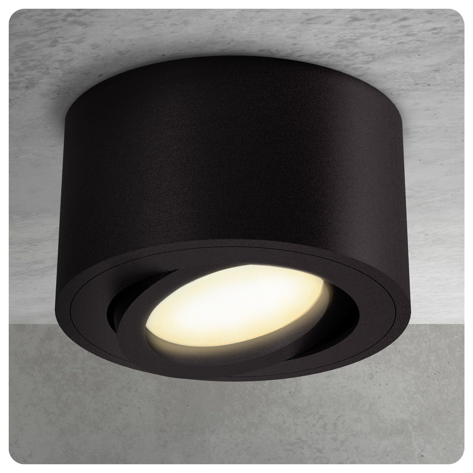 SSC-LUXon LED Aufbaustrahler CELI-1BM LED Aufbauspot schwarz 6W dimmbar warm neutral kalt Spot, Neutralweiß, Warmweiß, Tageslichtweiß