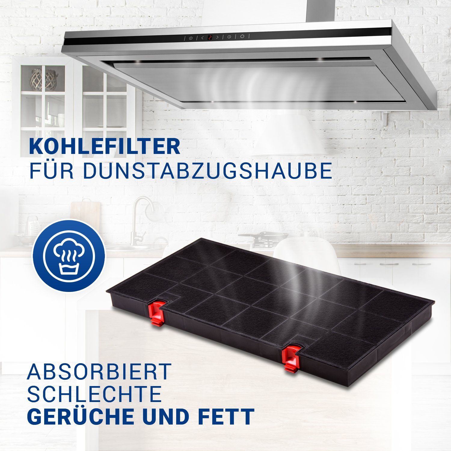 VIOKS Kohlefilter Aktivkohlefilter Ersatz für AEG 5026385100/3 Typ150, Zubehör  für Dunstabzugshaube, mit 2 Befestigungsclips