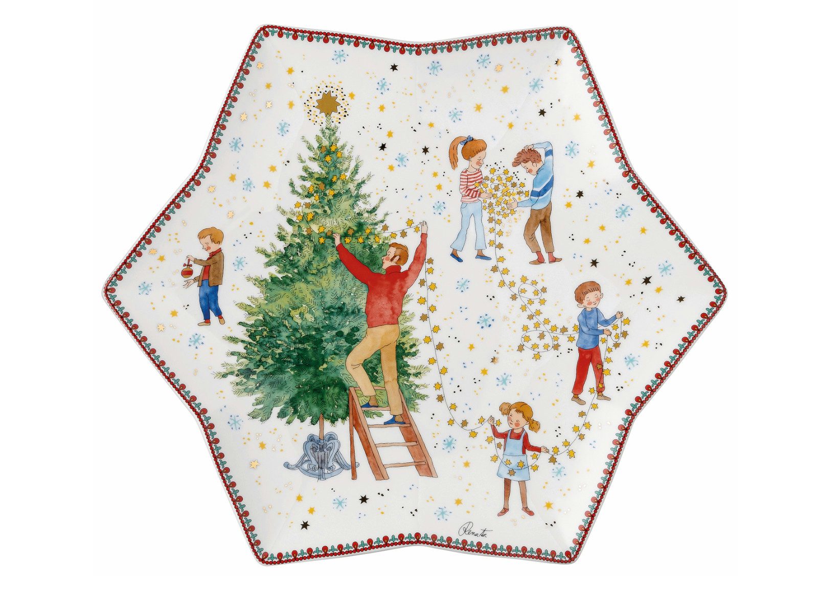 Hutschenreuther Gebäckteller Sammelkollektion 2024 Weihnachtsleuchten Sternschale 34cm, Porzellan, (Schüsseln & Schalen)