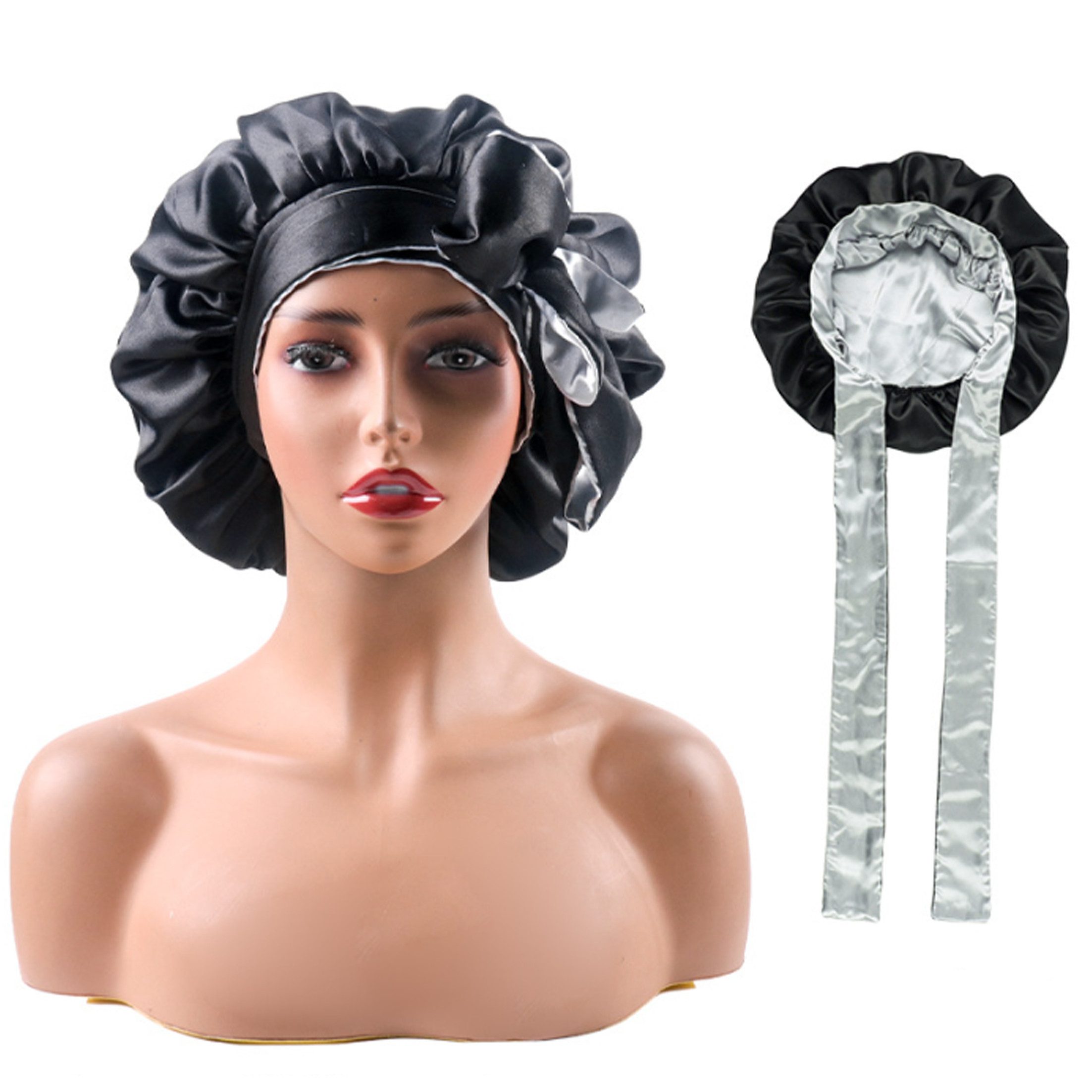 KINSI Stirnband Satin-Schlafhaube mit Breitkrempe,doppellagig,langer Riemch günstig online kaufen