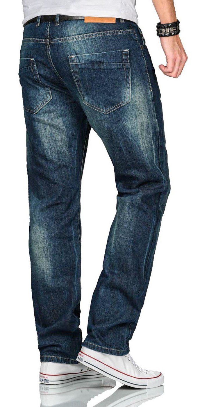 Alessandro Salvarini Straight-Jeans A. Salvarini Beppo Designer Herren Jeans Hose Basic Jeanshose Comfort mit geradem Bein