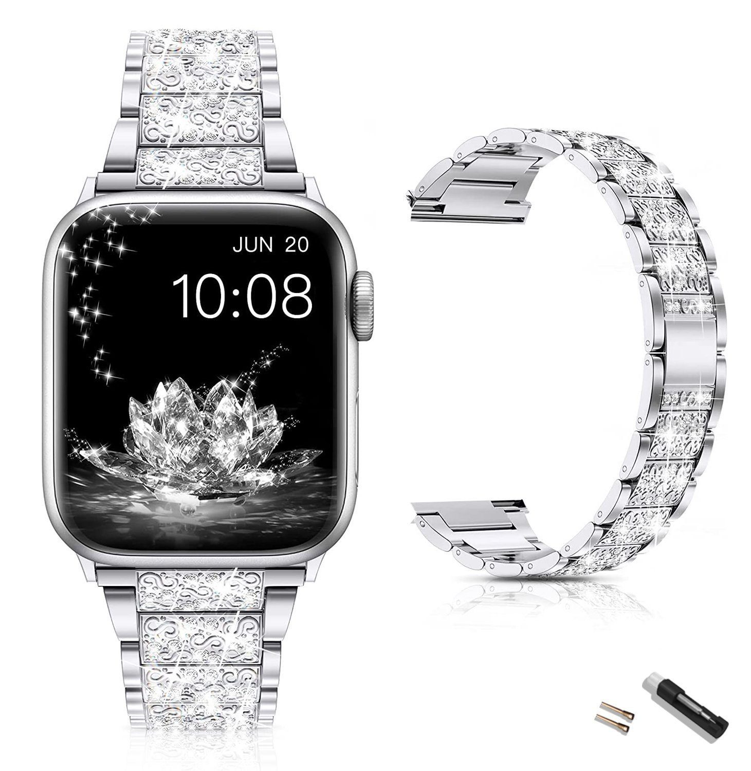 Diida Smartwatch-Armband Watch Band, Armband, Band für Apple Watch, für iWatch, 38/40/ 41 mm, Serie 7, 6, 5, 4, 3, 2, 1 SE, Sternfarbe Silber
