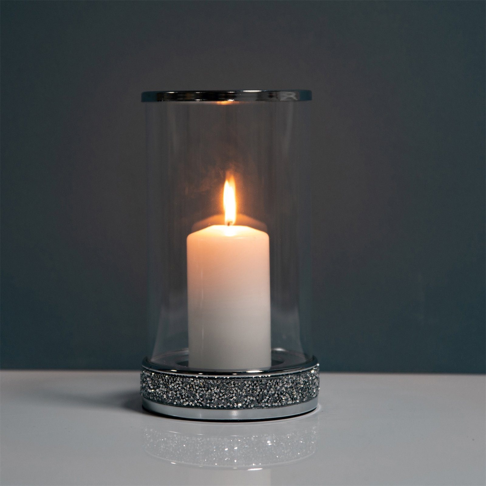 Kerzenständer Zylinder Windlicht St), Kerzenhalter HTI-Living 1 Diamanteffekt mit (Stück,