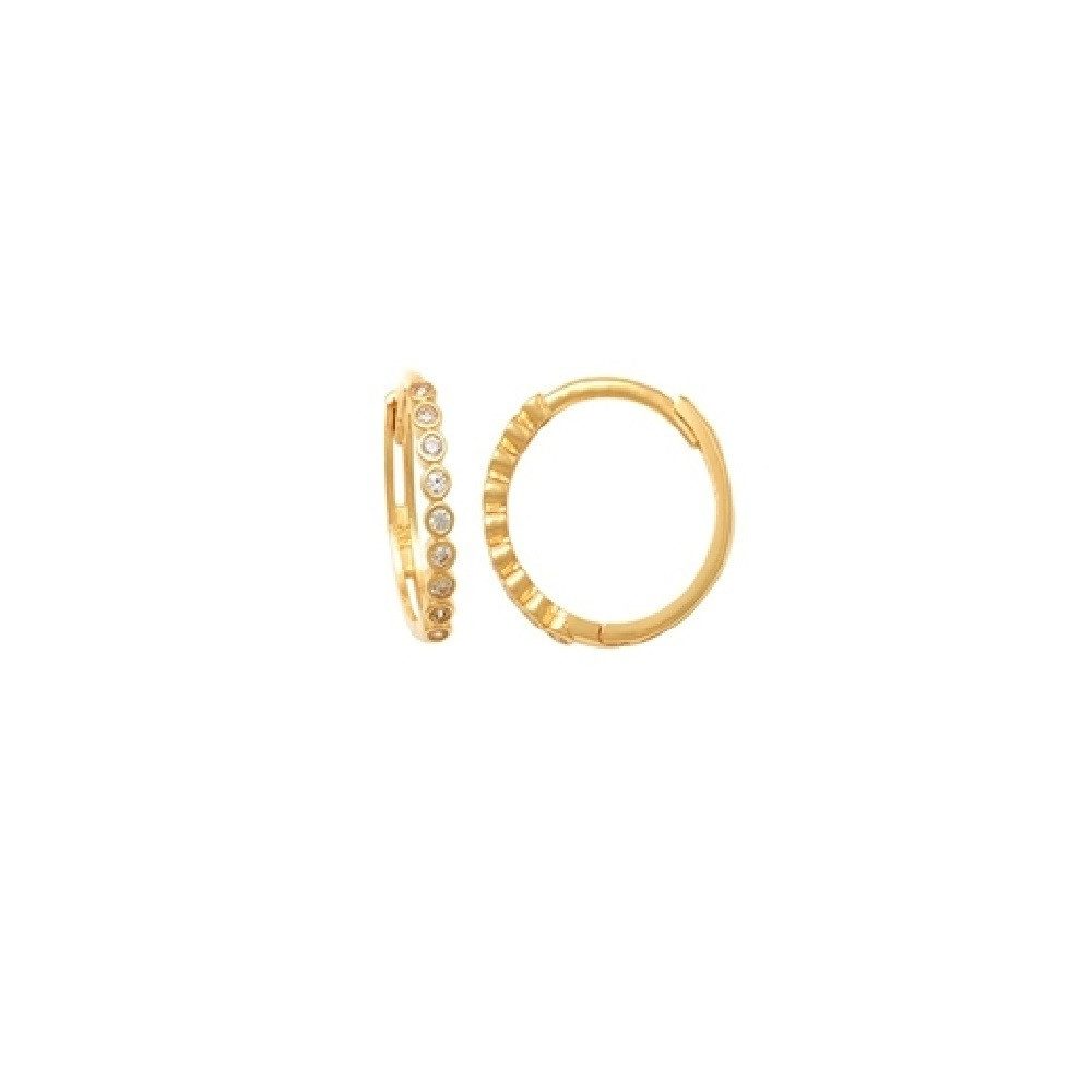 Paar Creolen Creolen Ohrringe Damen Fine Zirkonia 585er Gelbgold XG14K6041G