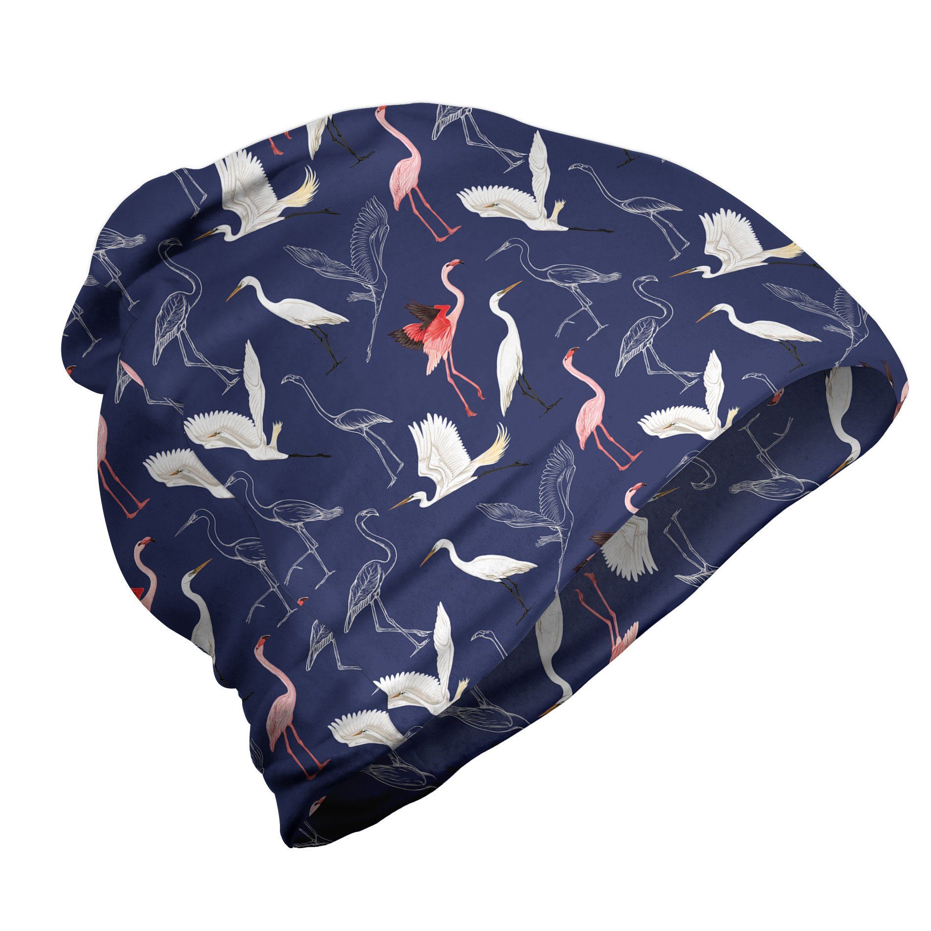 Abakuhaus Beanie Wandern im Freien Pattern Navy Flamingo Heron blau