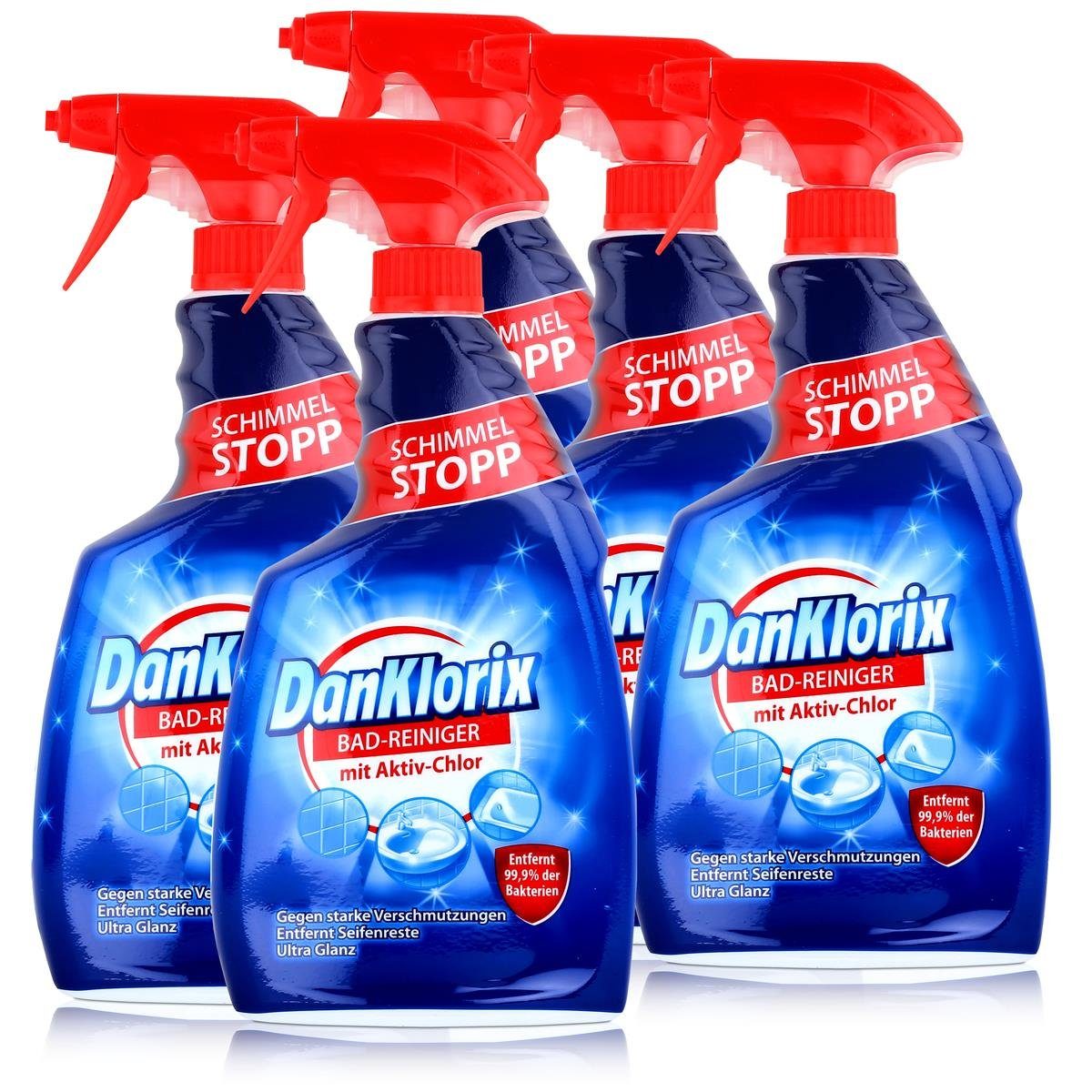 DanKlorix Bad-Reiniger mit Aktiv-Chlor 750ml - Schimmel-Stopp (5er Pac Badreiniger