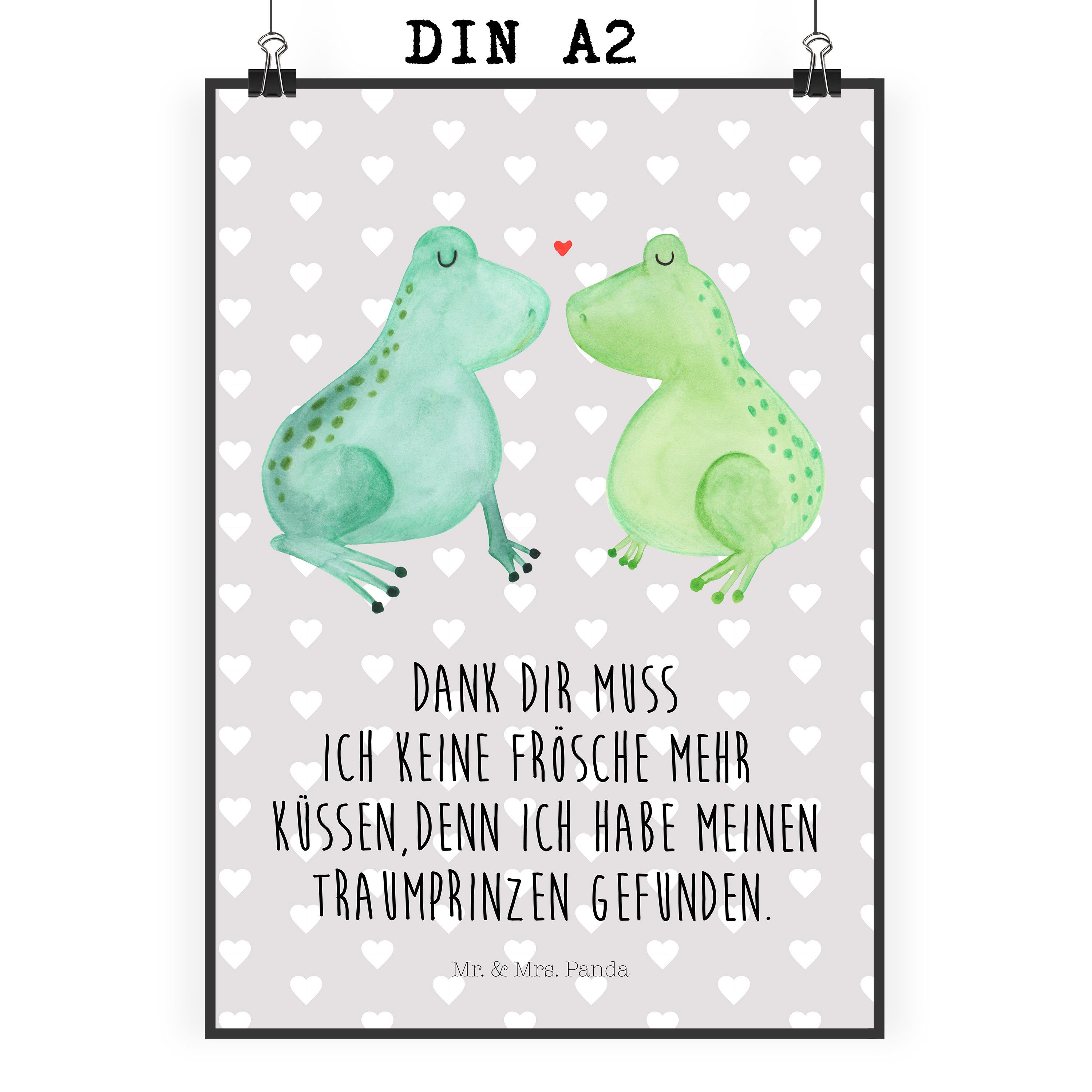 Mr. & Mrs. Panda Poster DIN A2 Frosch Liebe Grau Pastell Geschenk