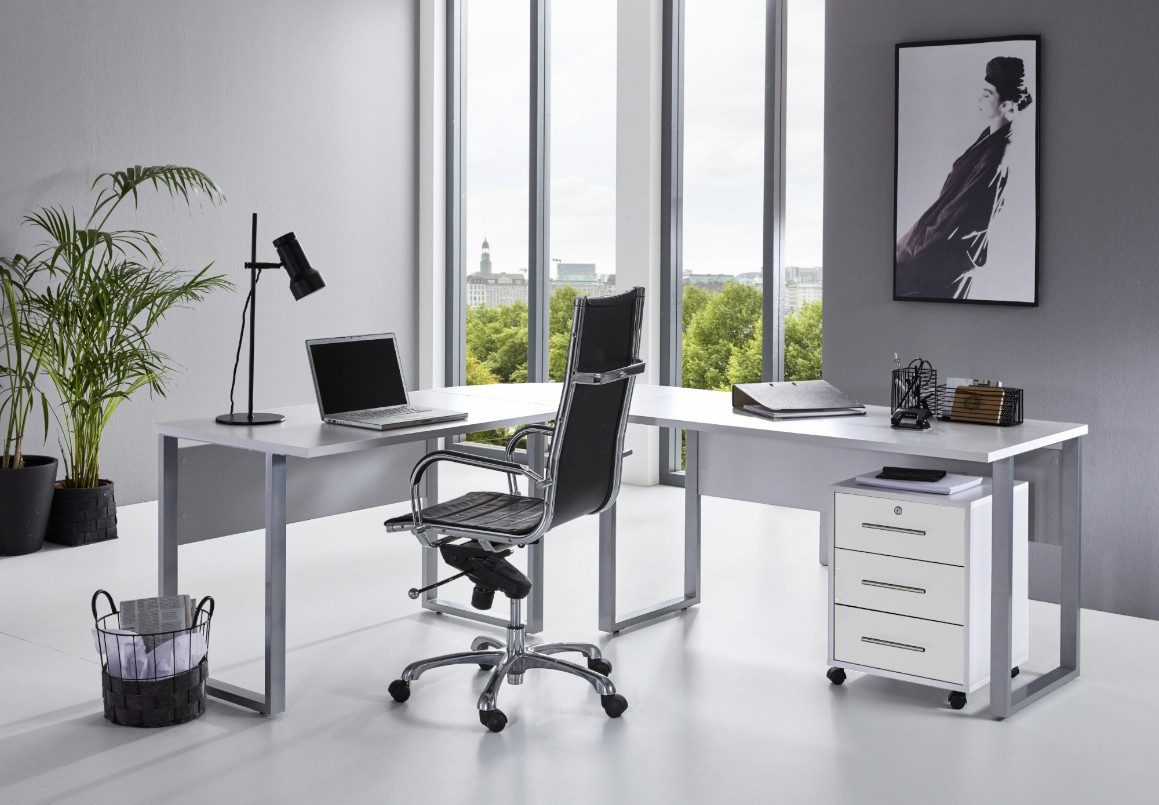 BMG Möbel Büromöbel-Set Office Edition 6, (Komplett-Set, 8-tlg), mit Winkelschreibtisch und abschließbaren Aktenschränken