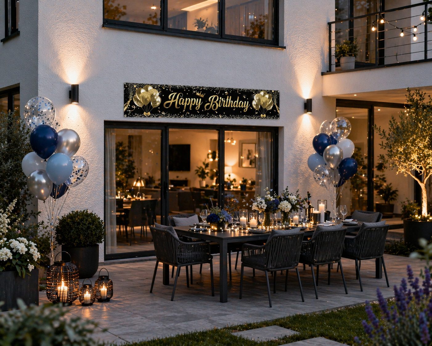 Venicce Love Dekohänger Happy Birthday Banner, Geburtstag Girlande Schwarz Gold Deko Party