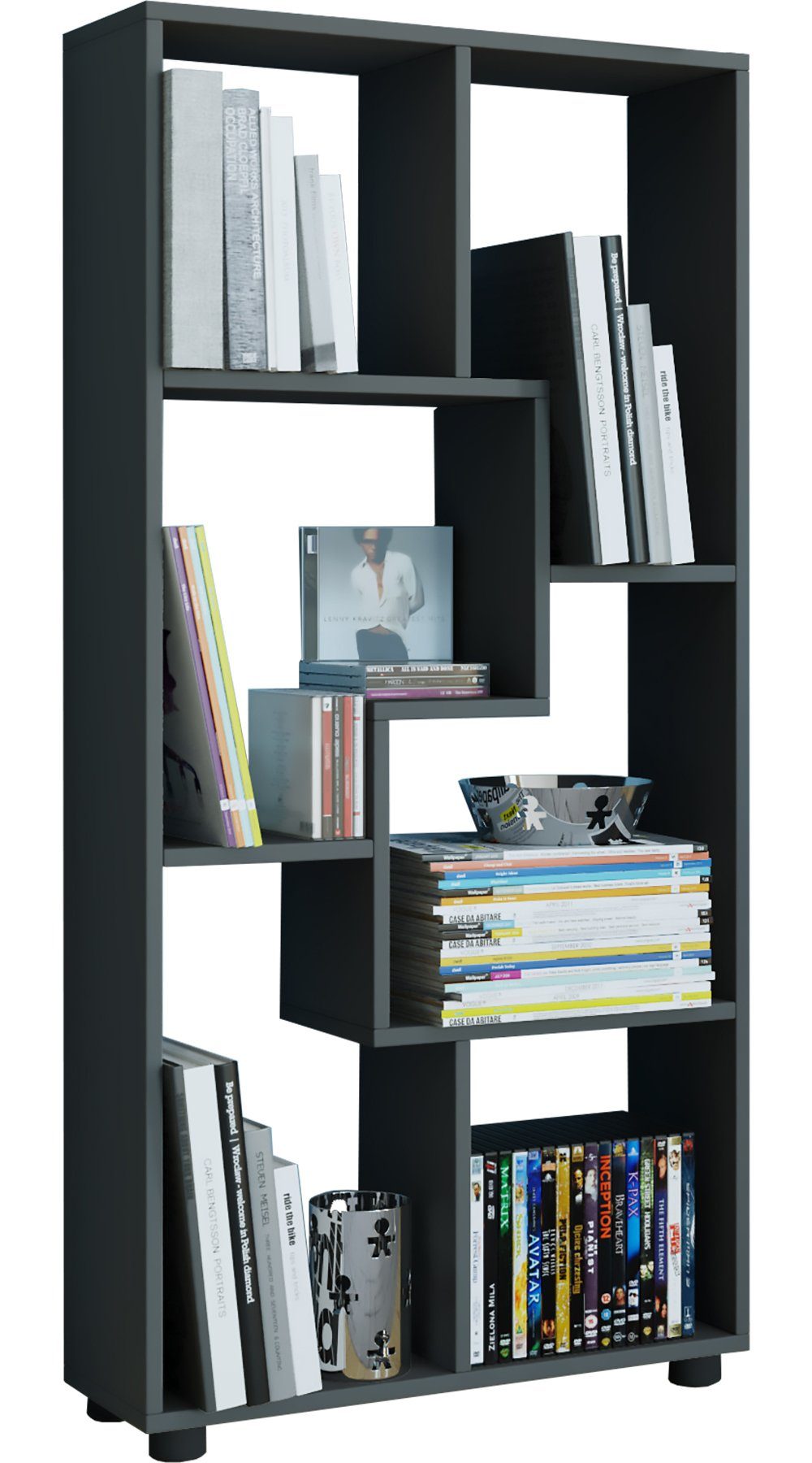 VCM Holz Schwarz Raumteiler Standregal Bücherregal 1-tlg. Blina, Regal Stand