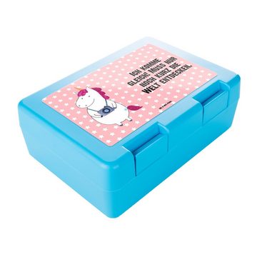Mr. & Mrs. Panda Butterdose Einhorn Fotograf - Rot Pastell - Geschenk, Lunch box, Butterbrotdose, Premium Kunststoff, (1-tlg), Luftlöcher