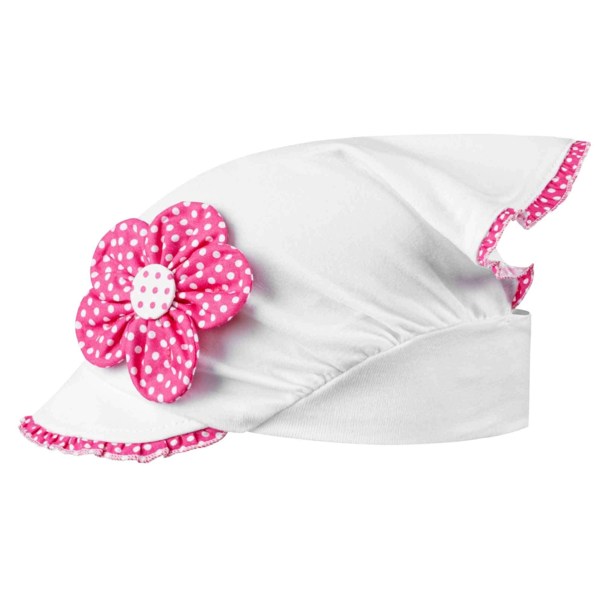 F.P.H. Maja Schirmmütze Weiß-Pink-Weiß Sommermütze Mädchenmütze Kopftuch