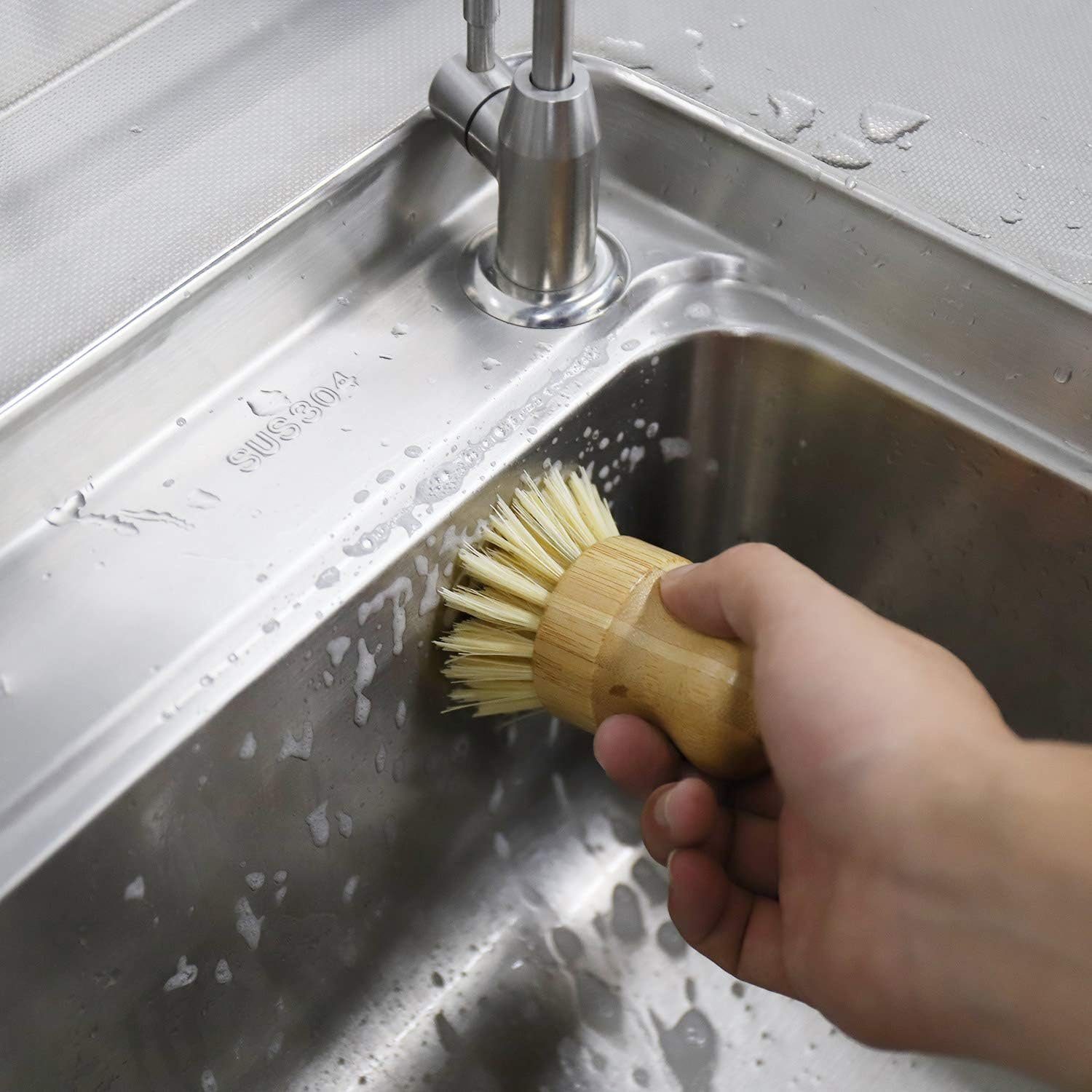 Handflächenbürste, für Scheuerbürste Geschirr,4 Stück, Reinigungsbürste (4-tlg) autolock Bambus