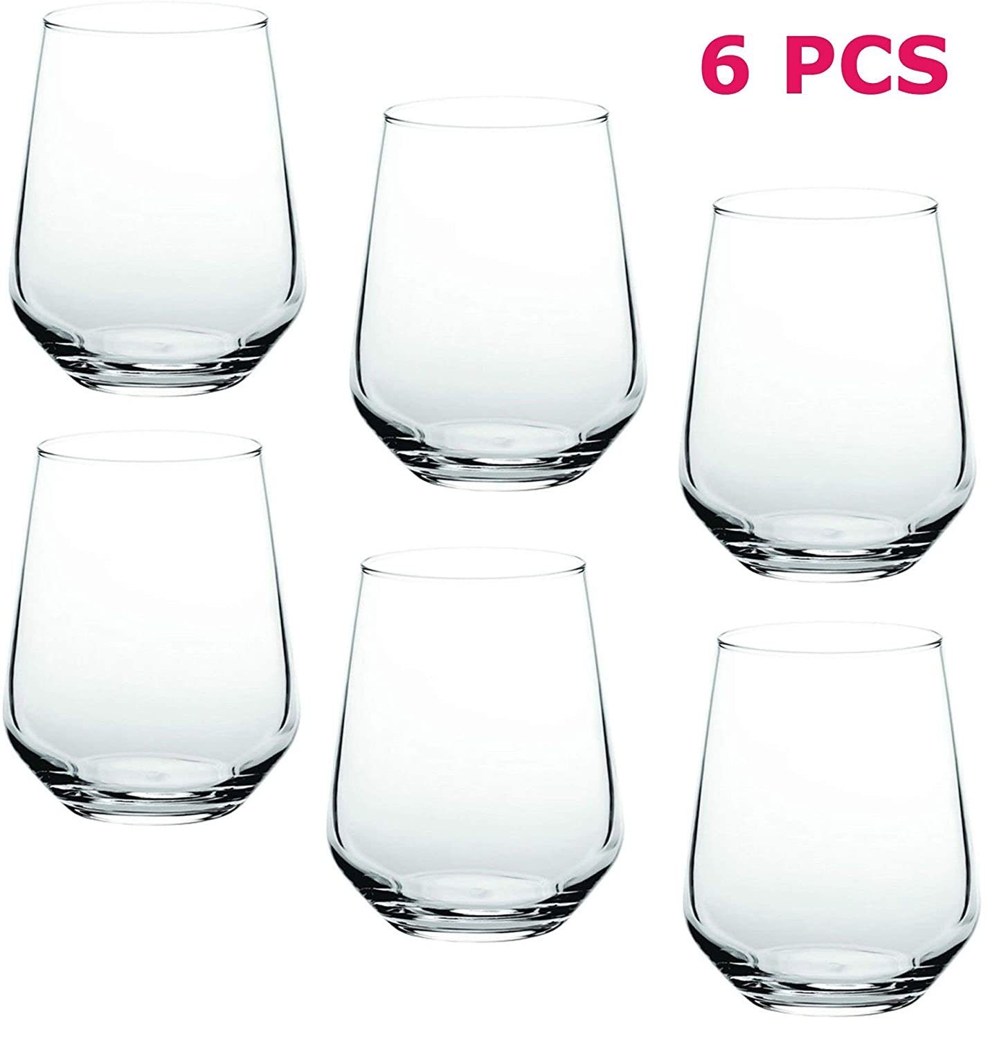 Pasabahce Glas Allegra Set von 3/6/24 Gläser für Wein, Saft, Wasser, Whisky 425 ml, 6-tlg., Glas, 3,- 6,- 24 Teilig