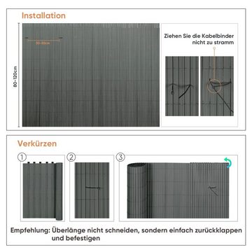 Sekey Balkonsichtschutz PVC Sichtschutzmatte Doppelte Verstärkung Innen, Sichtschutzzaun UV-beständig Wetterfest Windschutz Balkonverkleidung Zaunblende