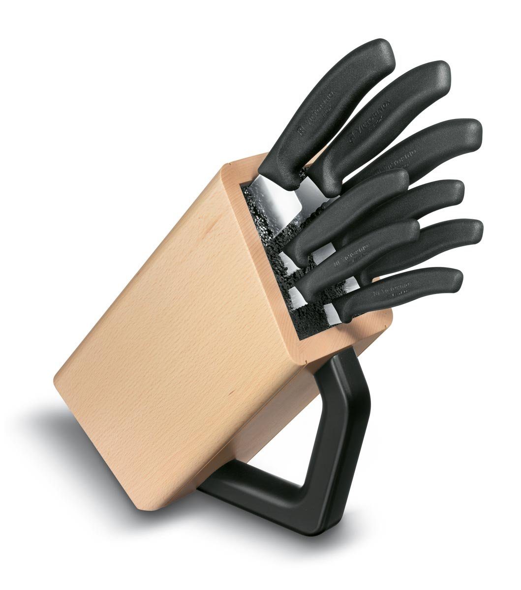 Messerblock schwarz, Buchenholz 8 UNIVERSAL, Victorinox Taschenmesser Messer,
