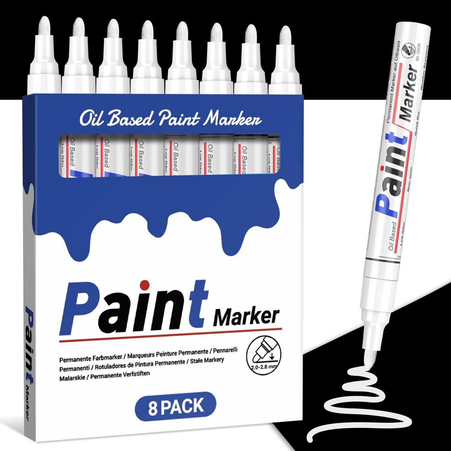 LuxusKollektion Lackmarker Wasserfester Permanentmarker Set Weiss 8 Stk