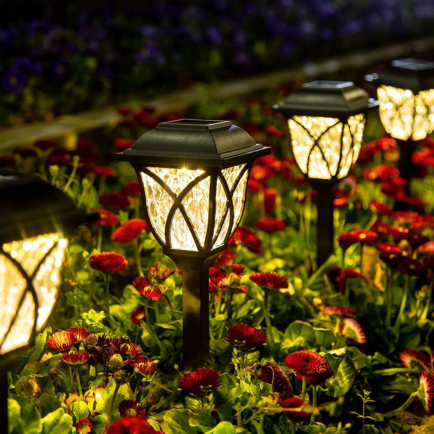 GIGALUMI LED Gartenleuchte, LED fest integriert, Warmweiß, solarbetriebene Weglichter, für Garten, Terasse, Landschaft, Gehweg, Warmweiß