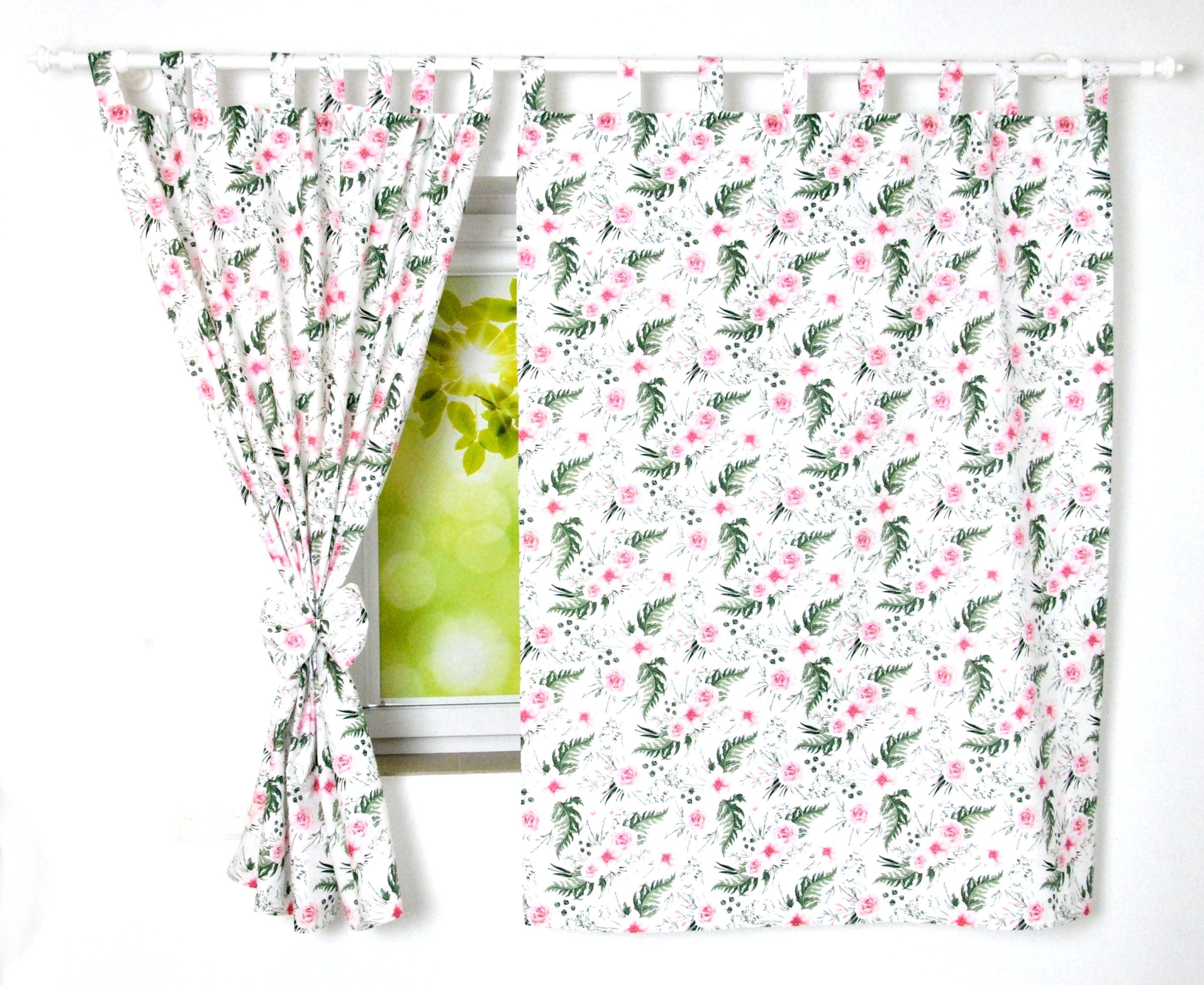 BabyLux Vorhang Kinderzimmer VORHÄNGE mit Schlaufen Kinder Baby Gardinen 2 x 160x120cm, 110. Wilde Blüten