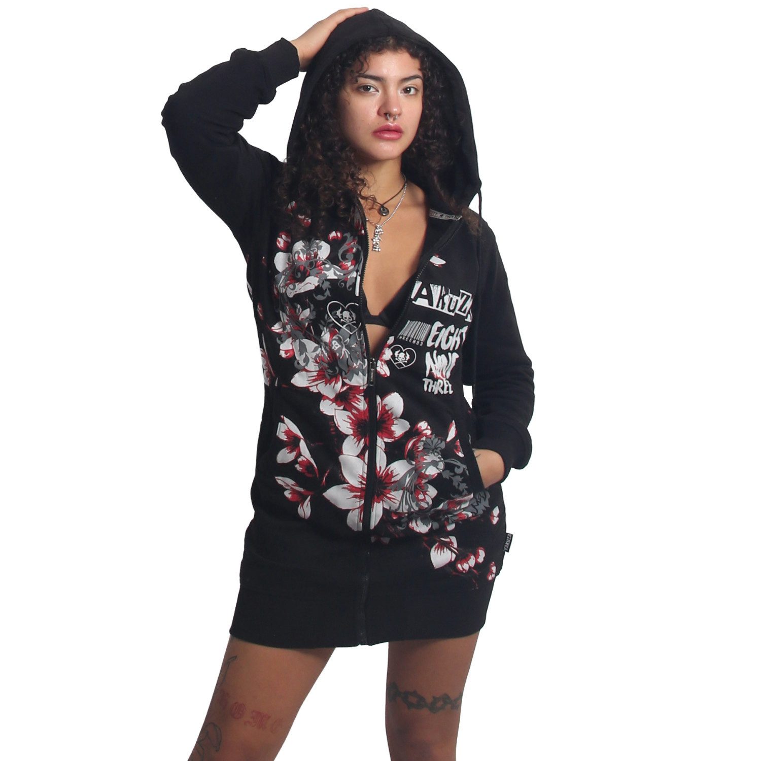 YAKUZA Kapuzensweatjacke Hanami mit lässigen, langen Schnitt