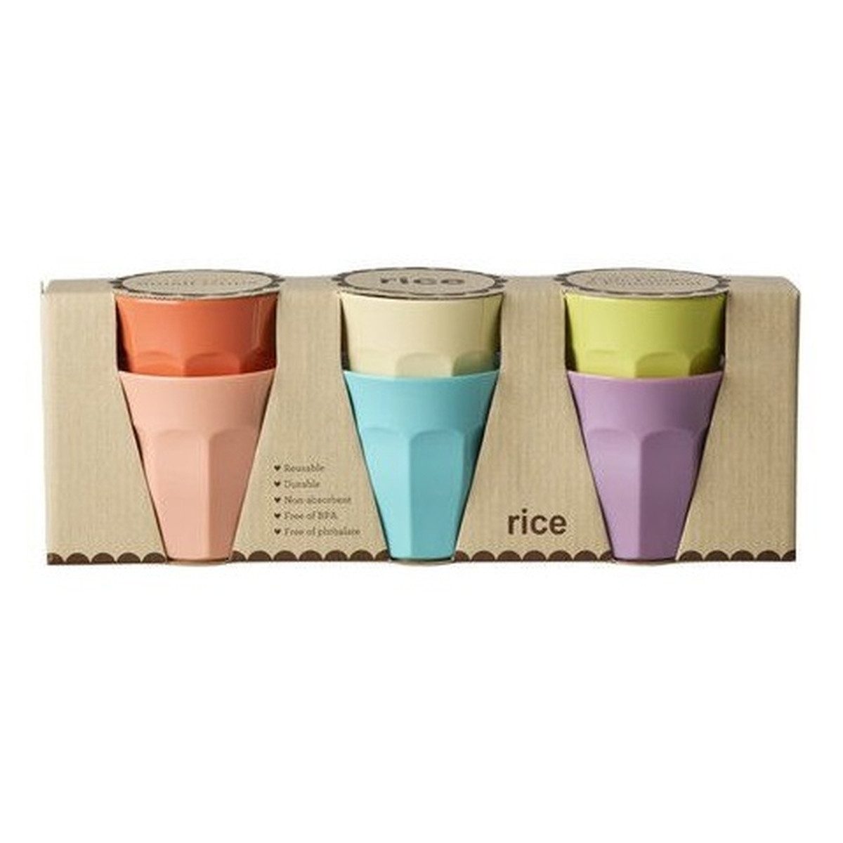 rice Kinderbecher Becher-Set Glory Days, 6-teilig, 160 ml, Melamin bunt